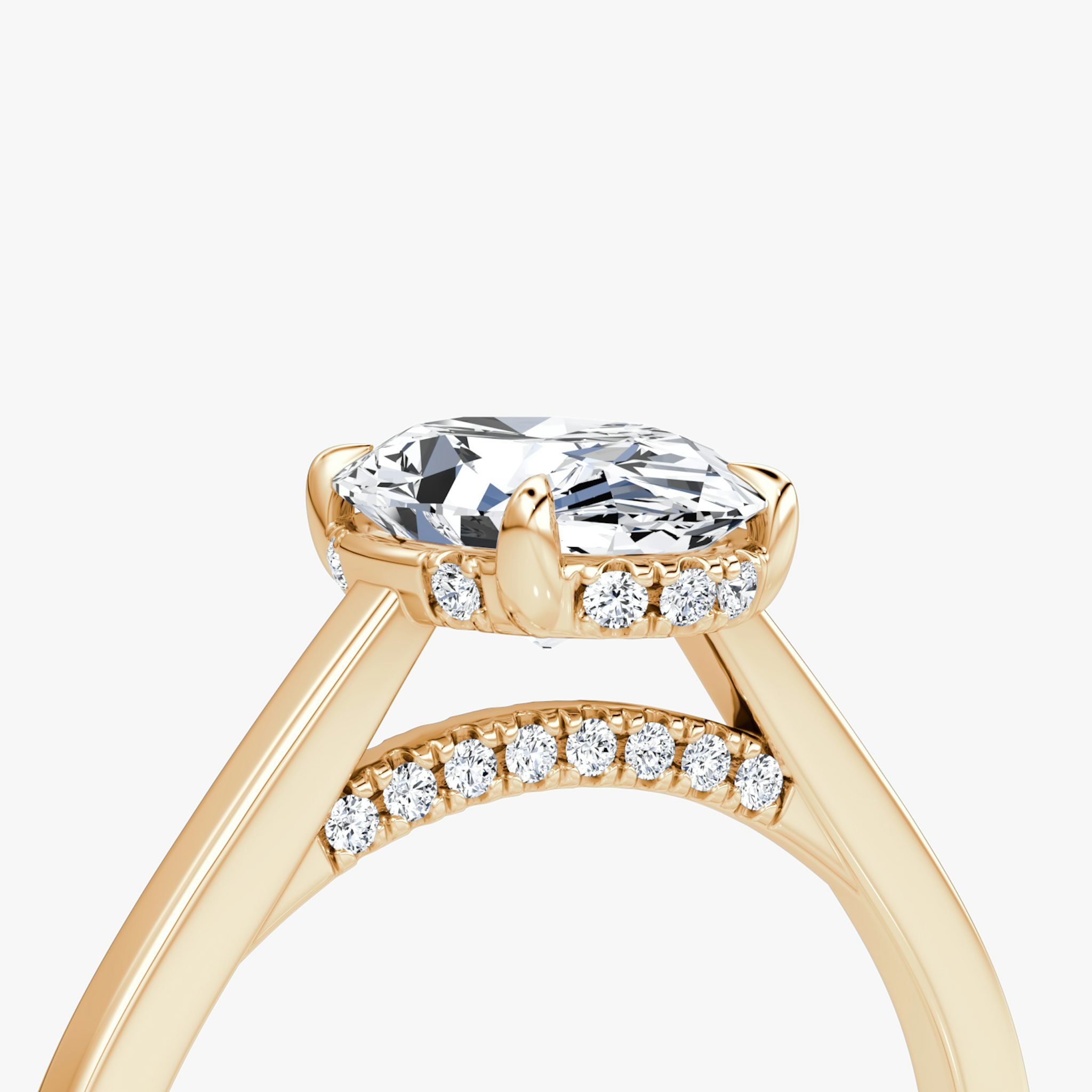 The Pavé Bridge | Oval | 14k | Rose Gold | bandAccent: Plain | diamondOrientation: vertical | caratWeight: other