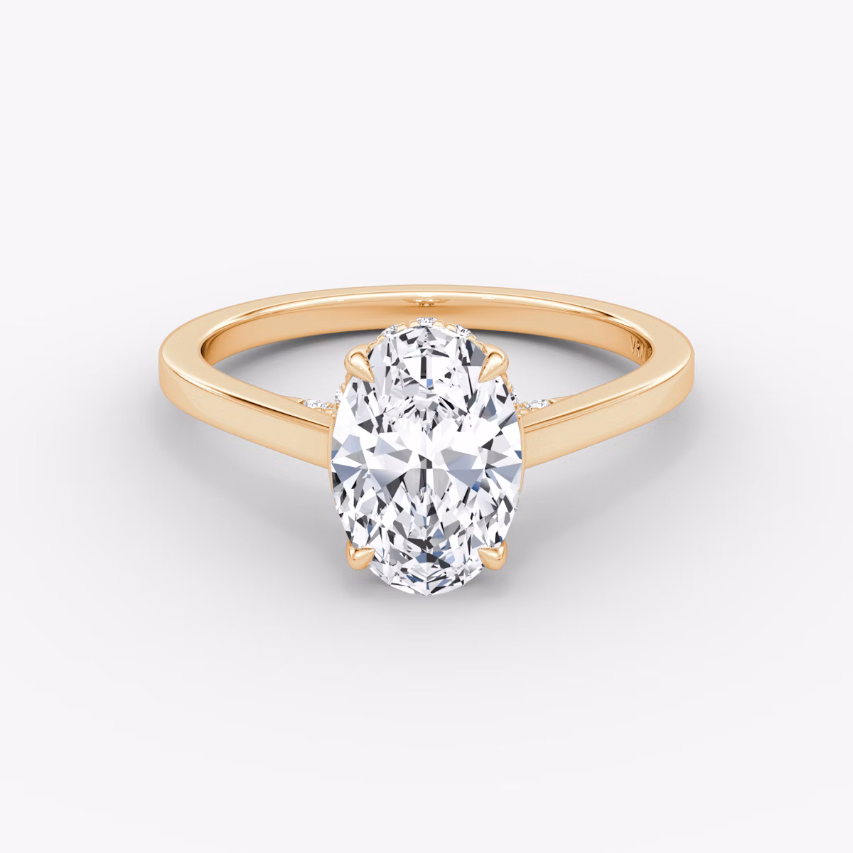 The Pavé Bridge | Oval | 14k | Rose Gold | bandAccent: Plain | diamondOrientation: vertical | caratWeight: other