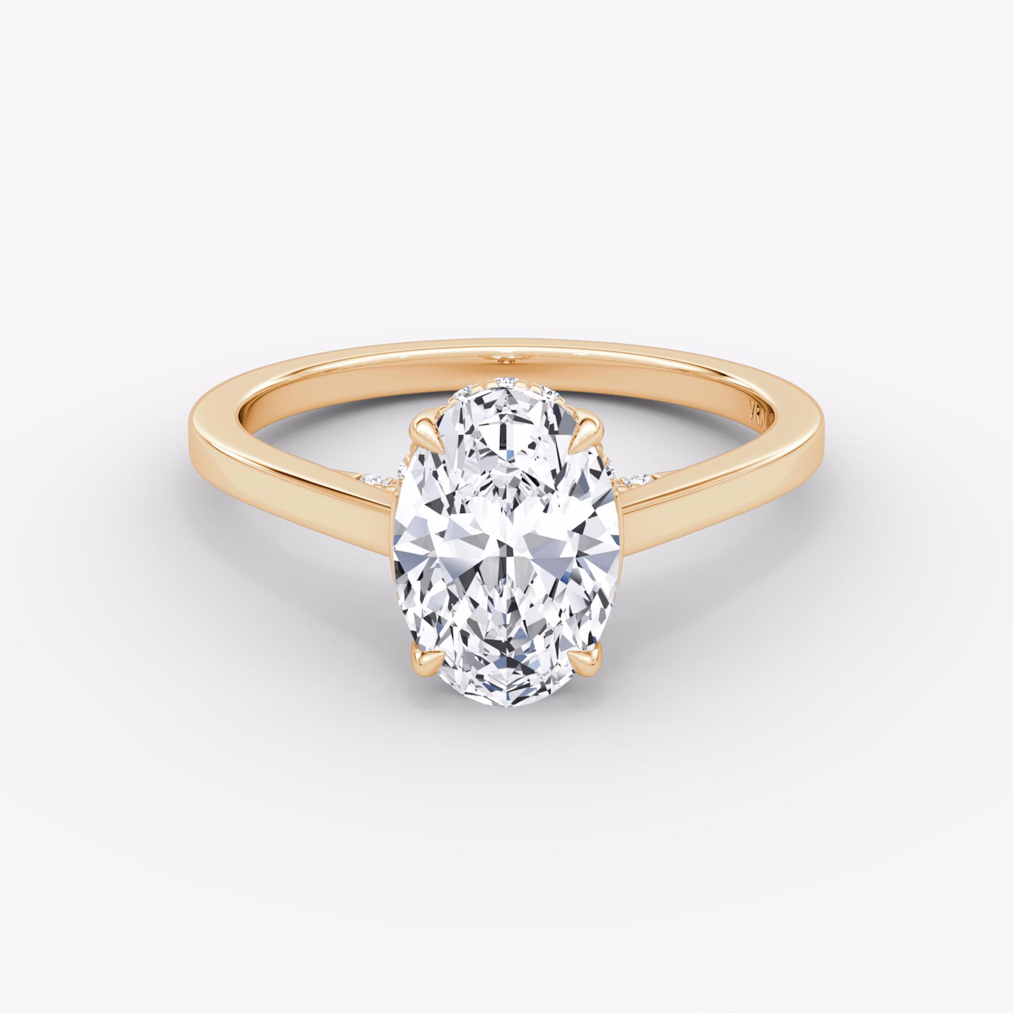 The Pavé Bridge | Oval | 14k | Rose Gold | bandAccent: Plain | diamondOrientation: vertical | caratWeight: other