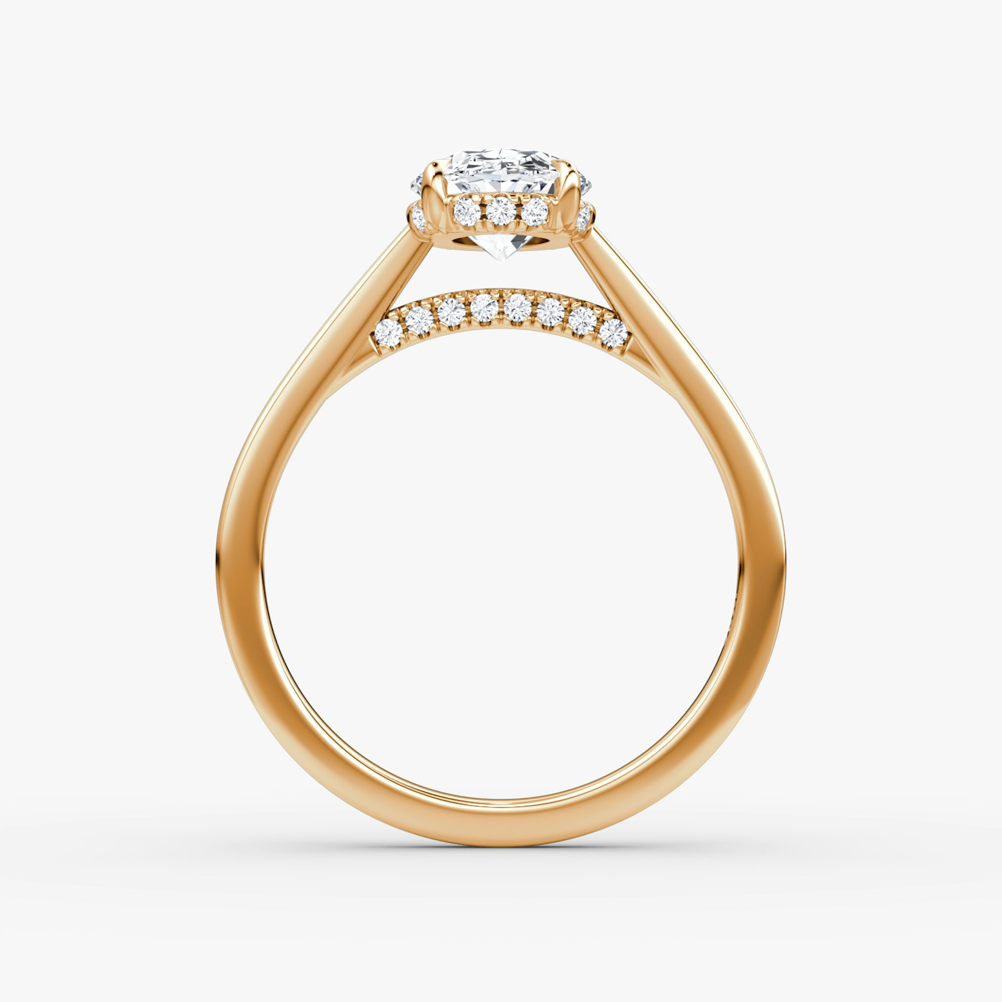 The Pavé Bridge | Oval | 14k | Rose Gold | bandAccent: Plain | diamondOrientation: vertical | caratWeight: other