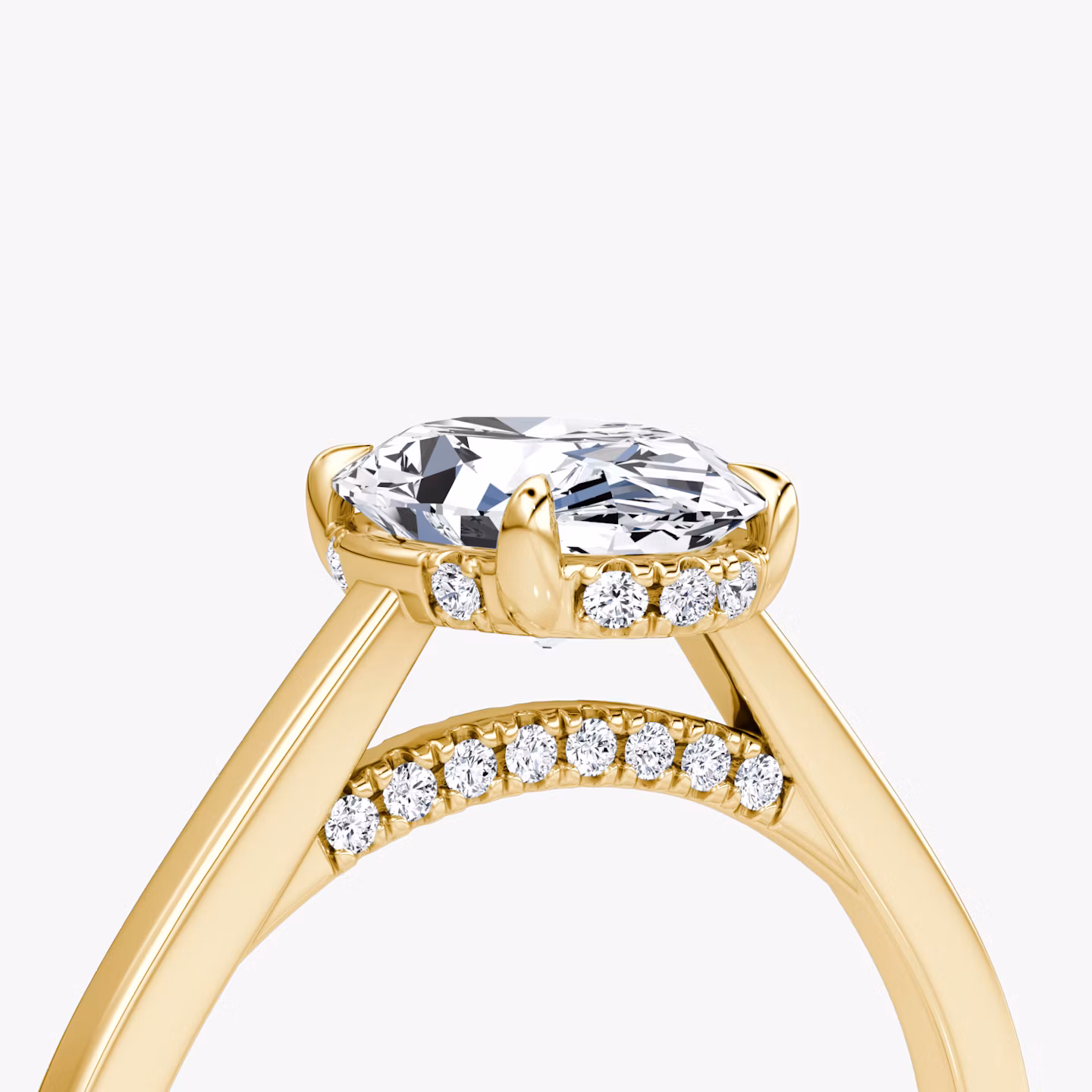The Pavé Bridge | Oval | 18k | Yellow Gold | bandAccent: Plain | diamondOrientation: vertical | caratWeight: other