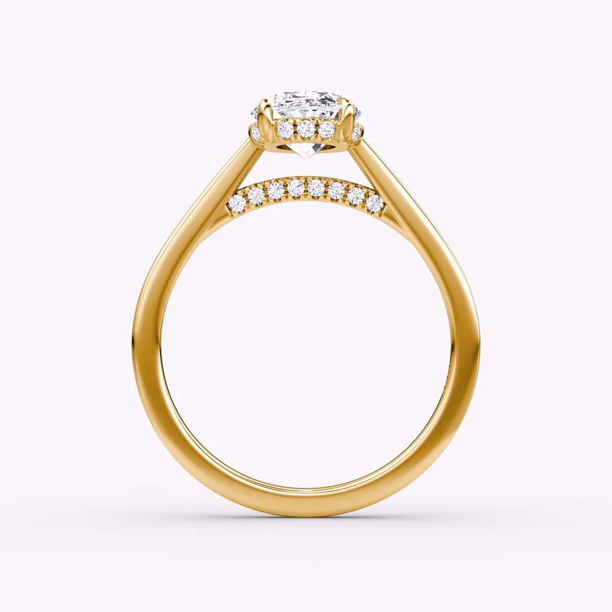The Pavé Bridge | Oval | 18k | Yellow Gold | bandAccent: Plain | diamondOrientation: vertical | caratWeight: other