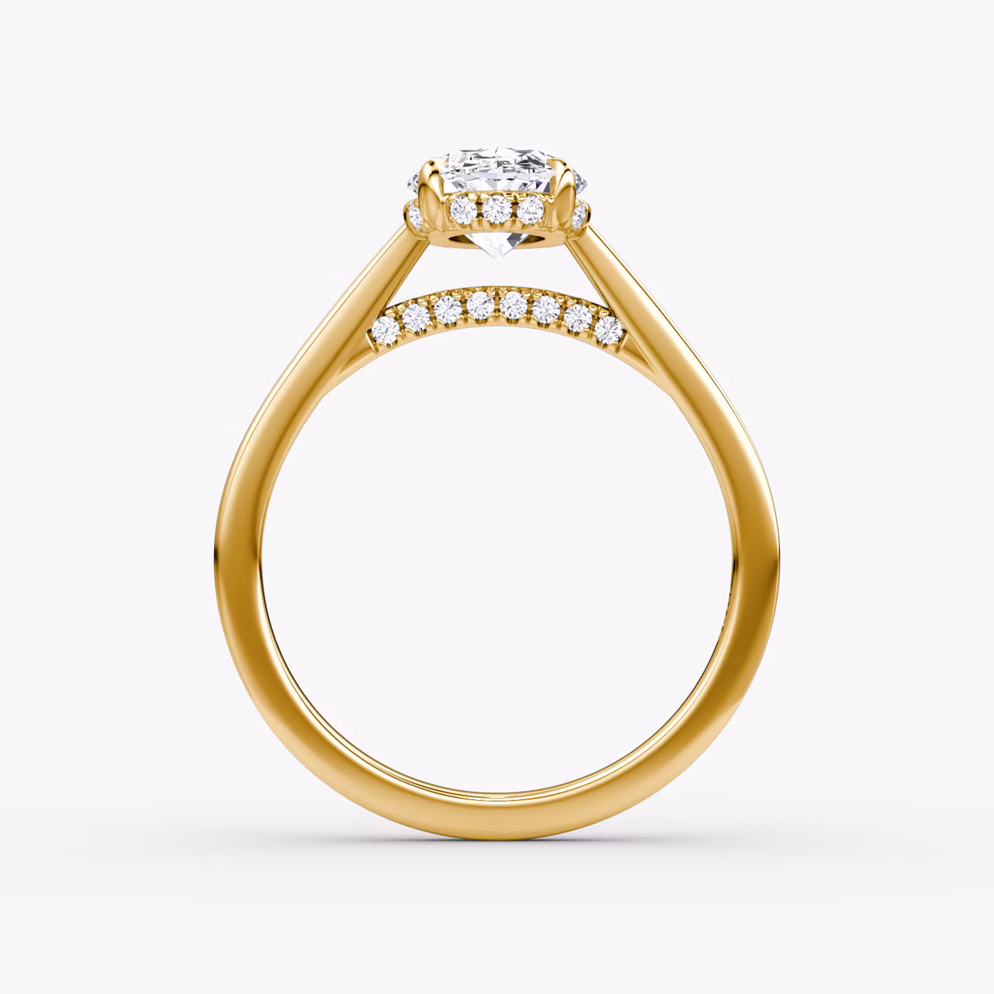 The Pavé Bridge | Oval | 18k | Yellow Gold | bandAccent: Plain | diamondOrientation: vertical | caratWeight: other