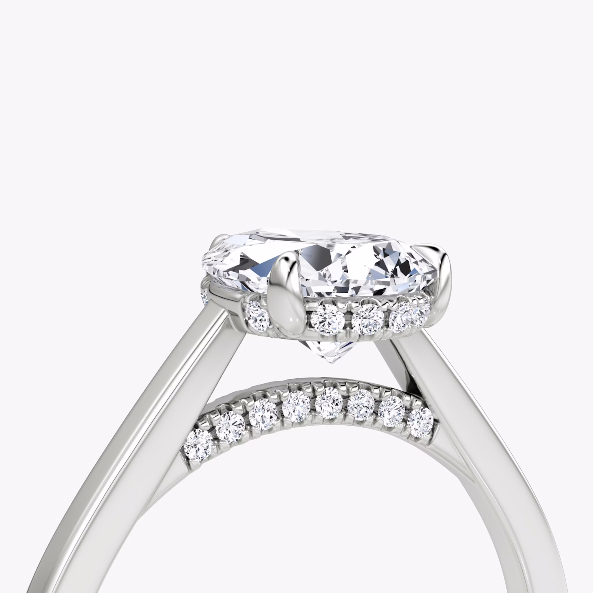 The Pavé Bridge | Pear | Platinum | bandAccent: Plain | diamond: Pear | diamondOrientation: vertical | caratWeight: other
