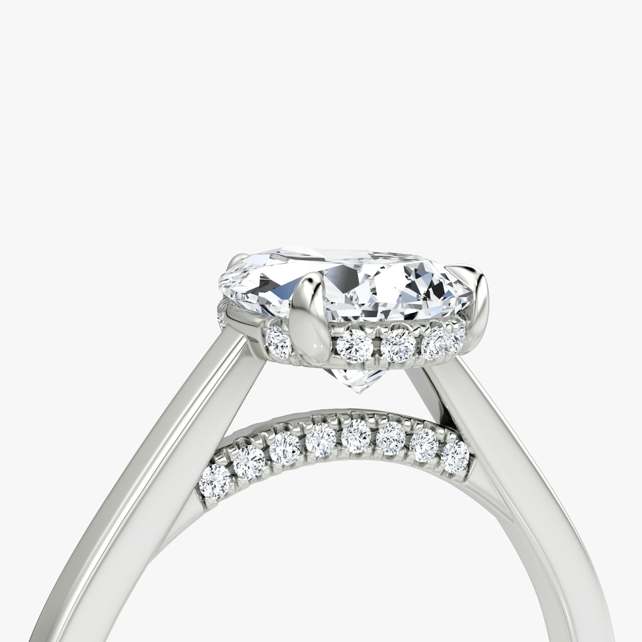 The Pavé Bridge | Pear | Platinum | bandAccent: Plain | diamond: Pear | diamondOrientation: vertical | caratWeight: other