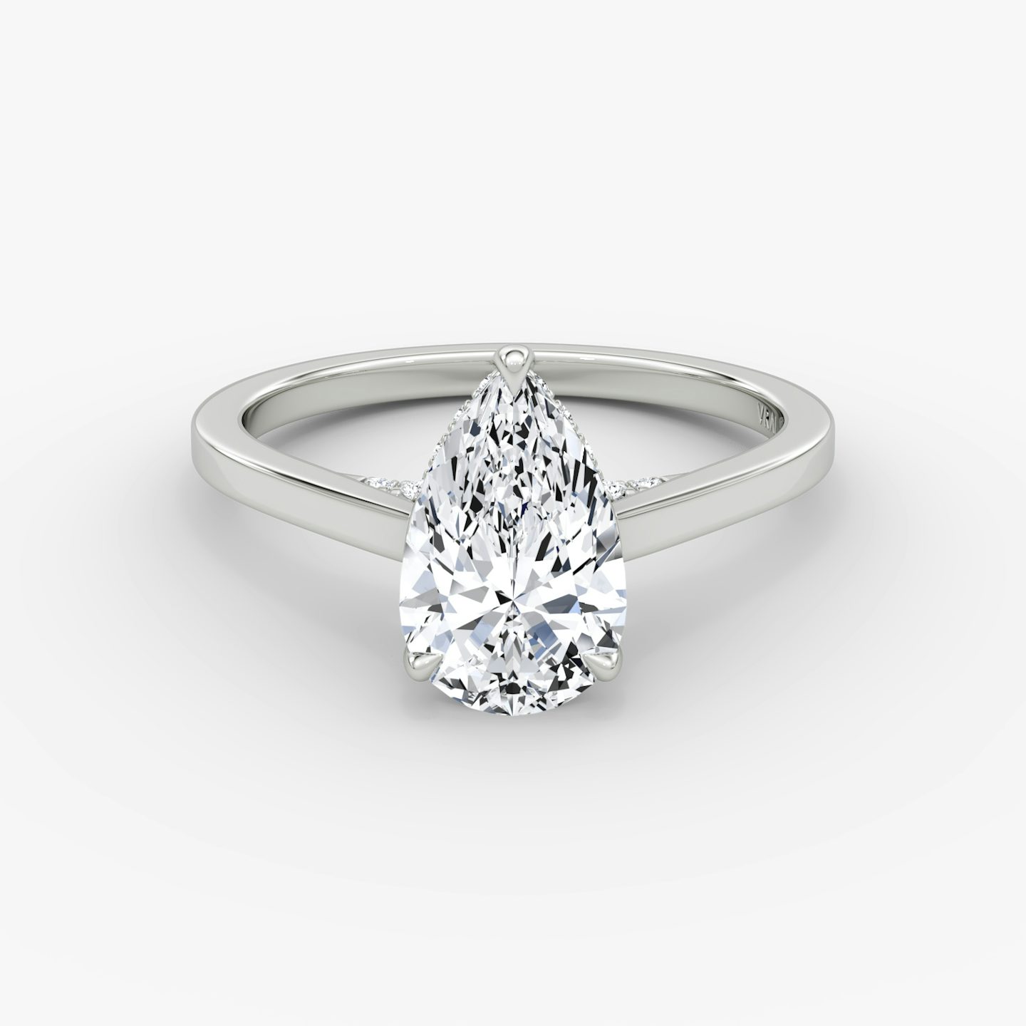The Pavé Bridge | Pear | 18k | White Gold | bandAccent: Plain | diamond: Pear | diamondOrientation: vertical | caratWeight: other