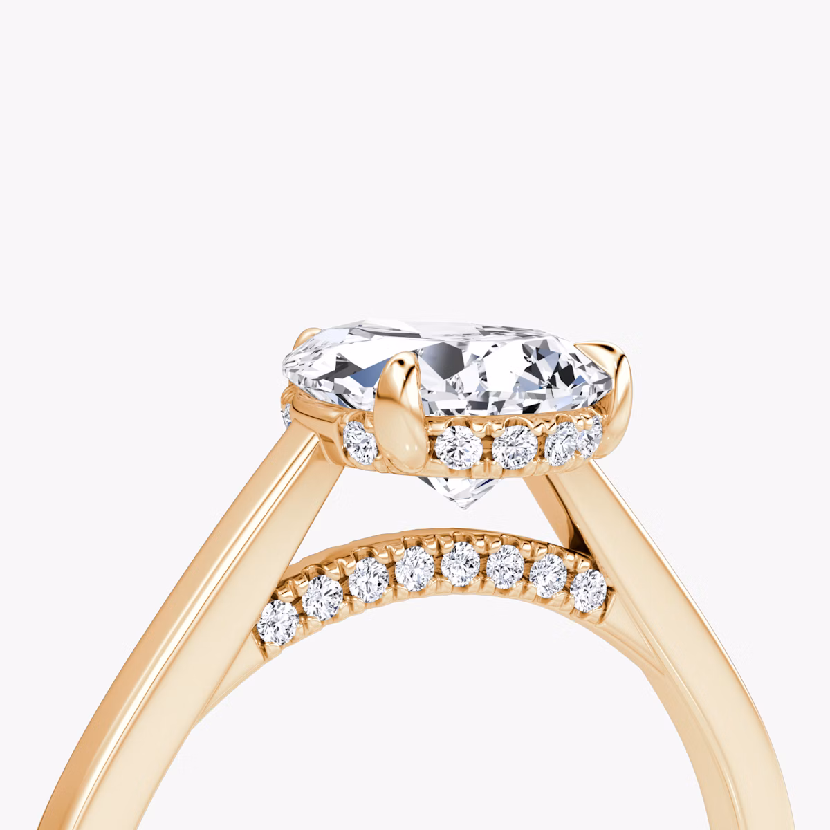 The Pavé Bridge | Pear | 14k | Rose Gold | bandAccent: Plain | diamond: Pear | diamondOrientation: vertical | caratWeight: other
