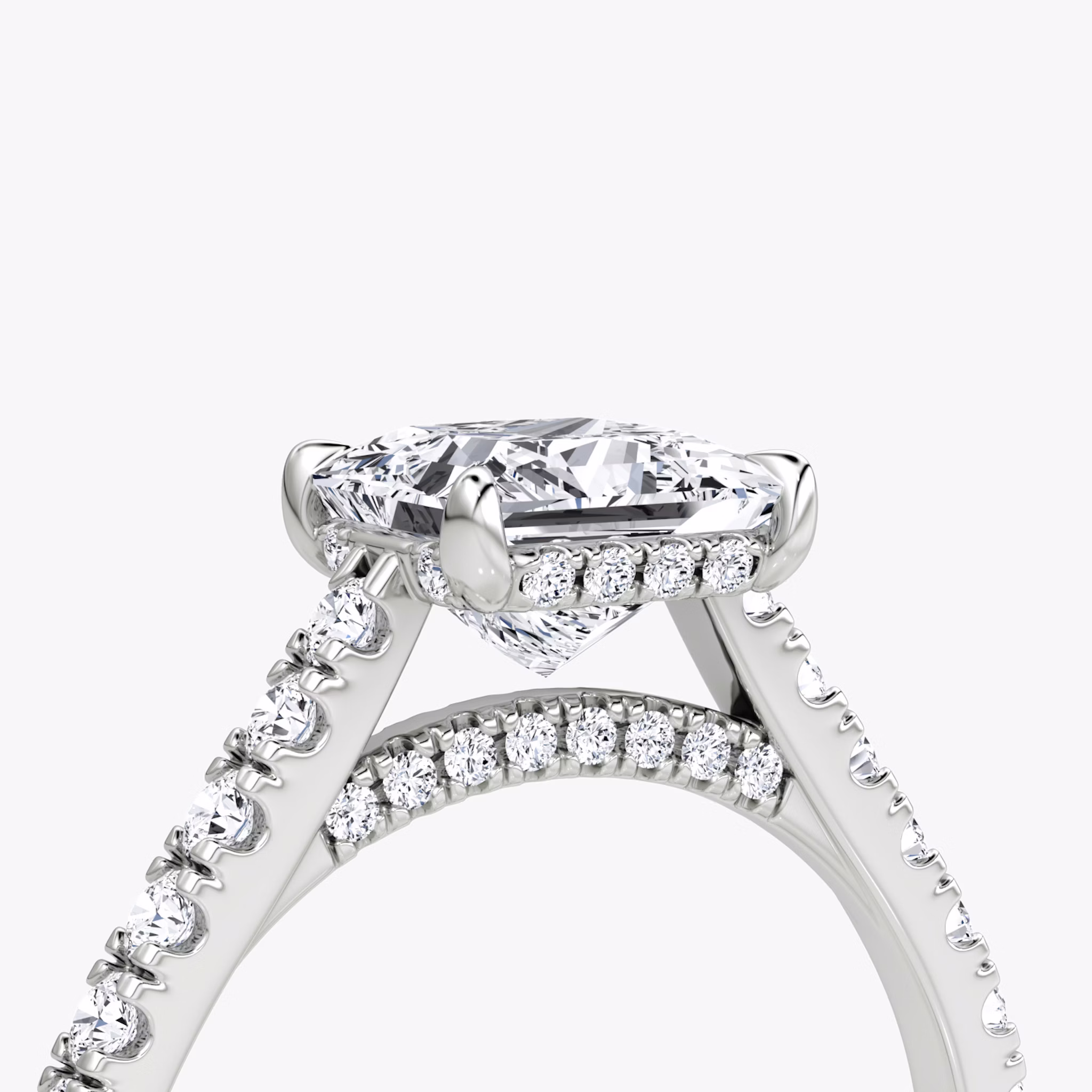 The Pavé Bridge | Princess | 18k | White Gold | bandAccent: Pavé | diamondOrientation: vertical | caratWeight: other