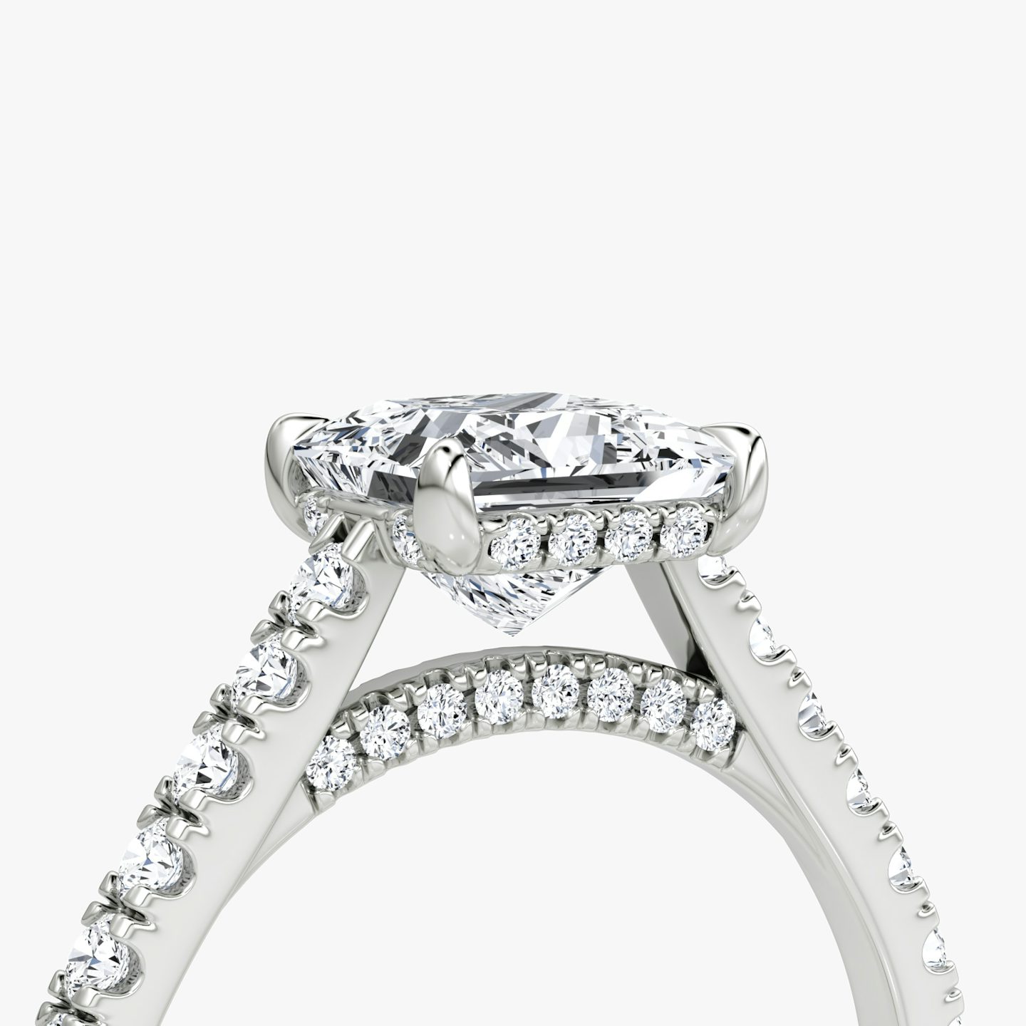 Pavé Bridge | Princess | 18k | Weißgold | bandAccent: Mit Pavé-Besatz | diamondOrientation: vertical | caratWeight: other