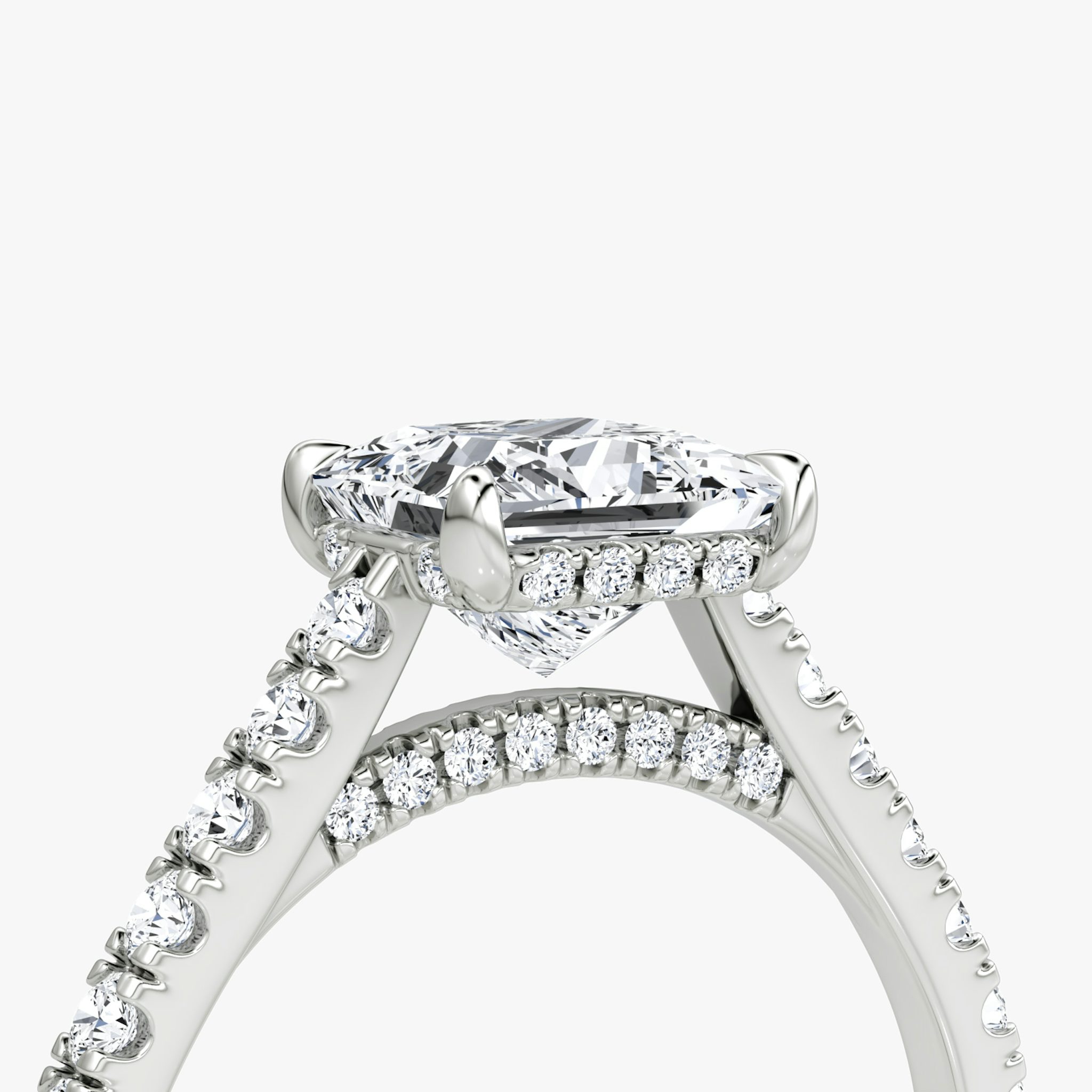 The Pavé Bridge | Princess | 18k | White Gold | bandAccent: Pavé | diamondOrientation: vertical | caratWeight: other