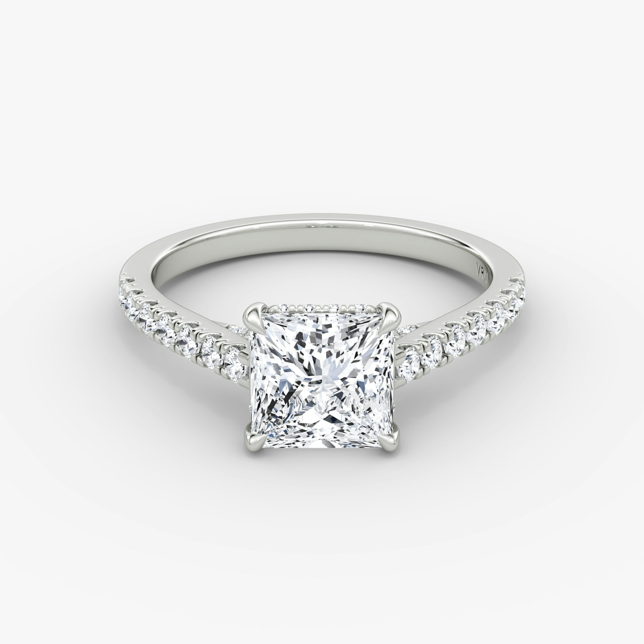 The Pavé Bridge | Princess | 18k | White Gold | bandAccent: Pavé | diamondOrientation: vertical | caratWeight: other