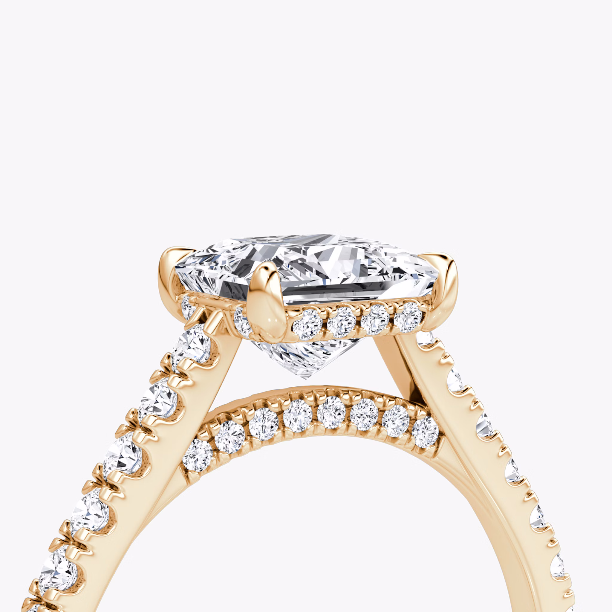 The Pavé Bridge | Princess | 14k | Rose Gold | bandAccent: Pavé | diamondOrientation: vertical | caratWeight: other