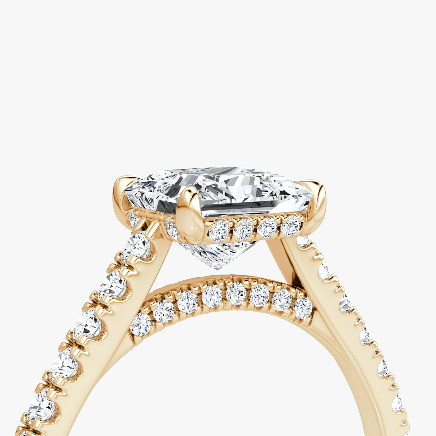 The Pavé Bridge | Princess | 14k | Rose Gold | bandAccent: Pavé | diamondOrientation: vertical | caratWeight: other
