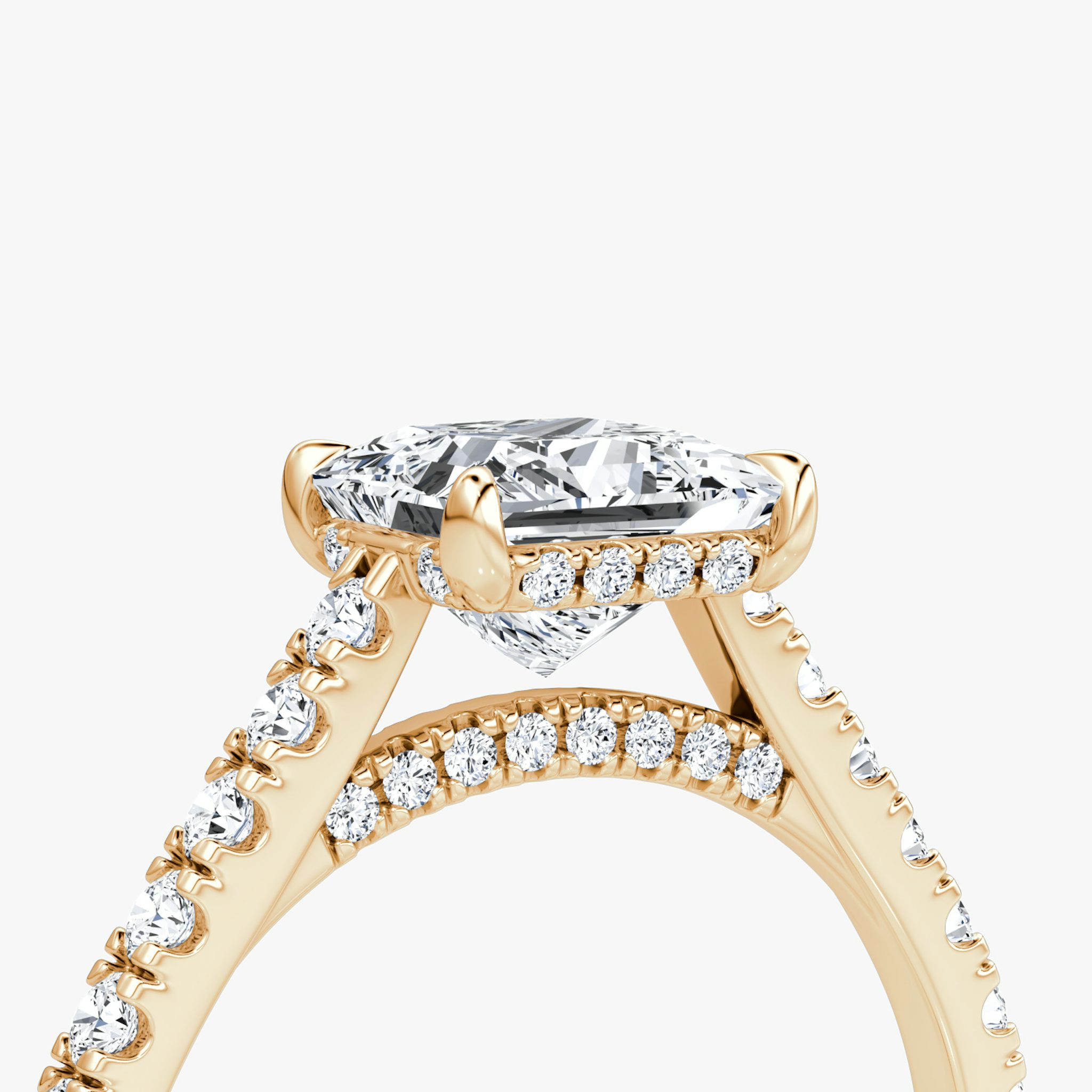 The Pavé Bridge | Princess | 14k | Rose Gold | bandAccent: Pavé | diamondOrientation: vertical | caratWeight: other