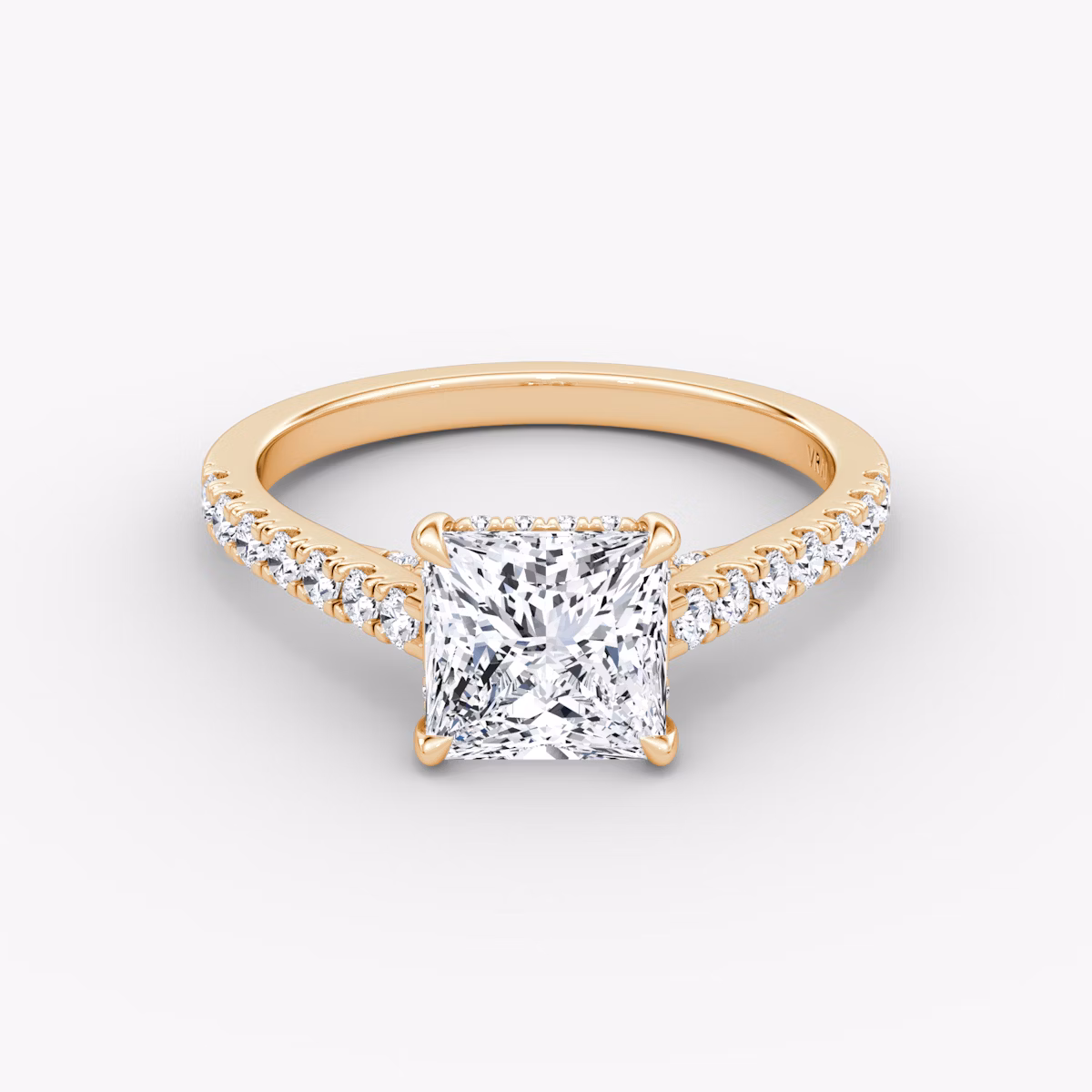 The Pavé Bridge | Princess | 14k | Rose Gold | bandAccent: Pavé | diamondOrientation: vertical | caratWeight: other
