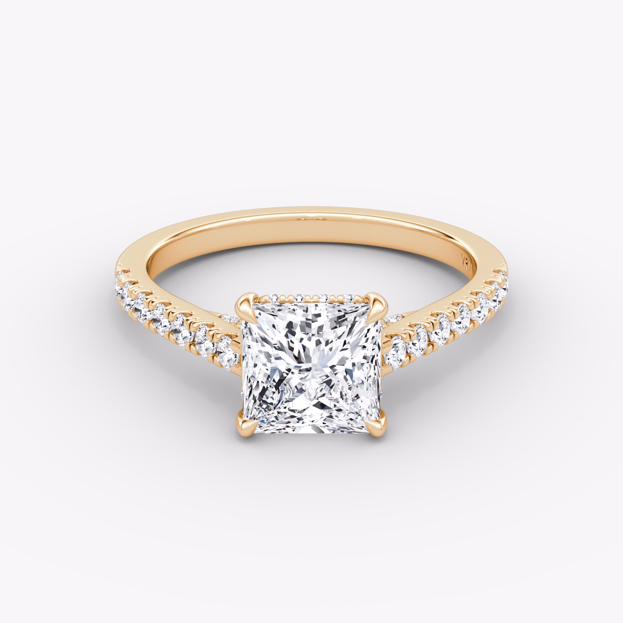 The Pavé Bridge | Princess | 14k | Rose Gold | bandAccent: Pavé | diamondOrientation: vertical | caratWeight: other