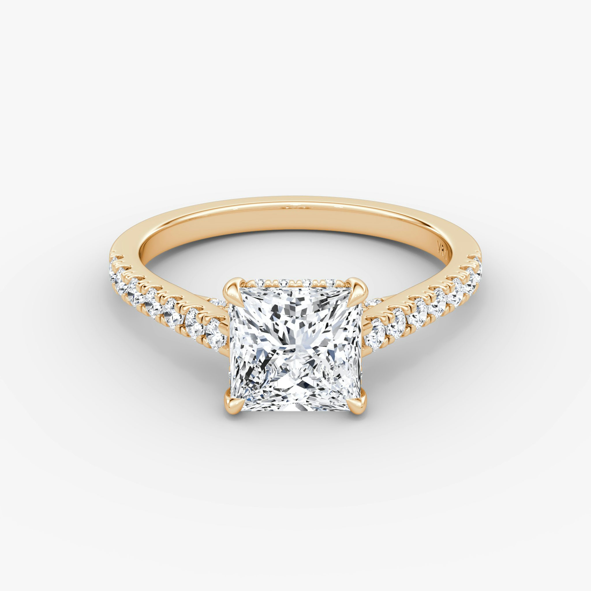 The Pavé Bridge | Princess | 14k | Rose Gold | bandAccent: Pavé | diamondOrientation: vertical | caratWeight: other
