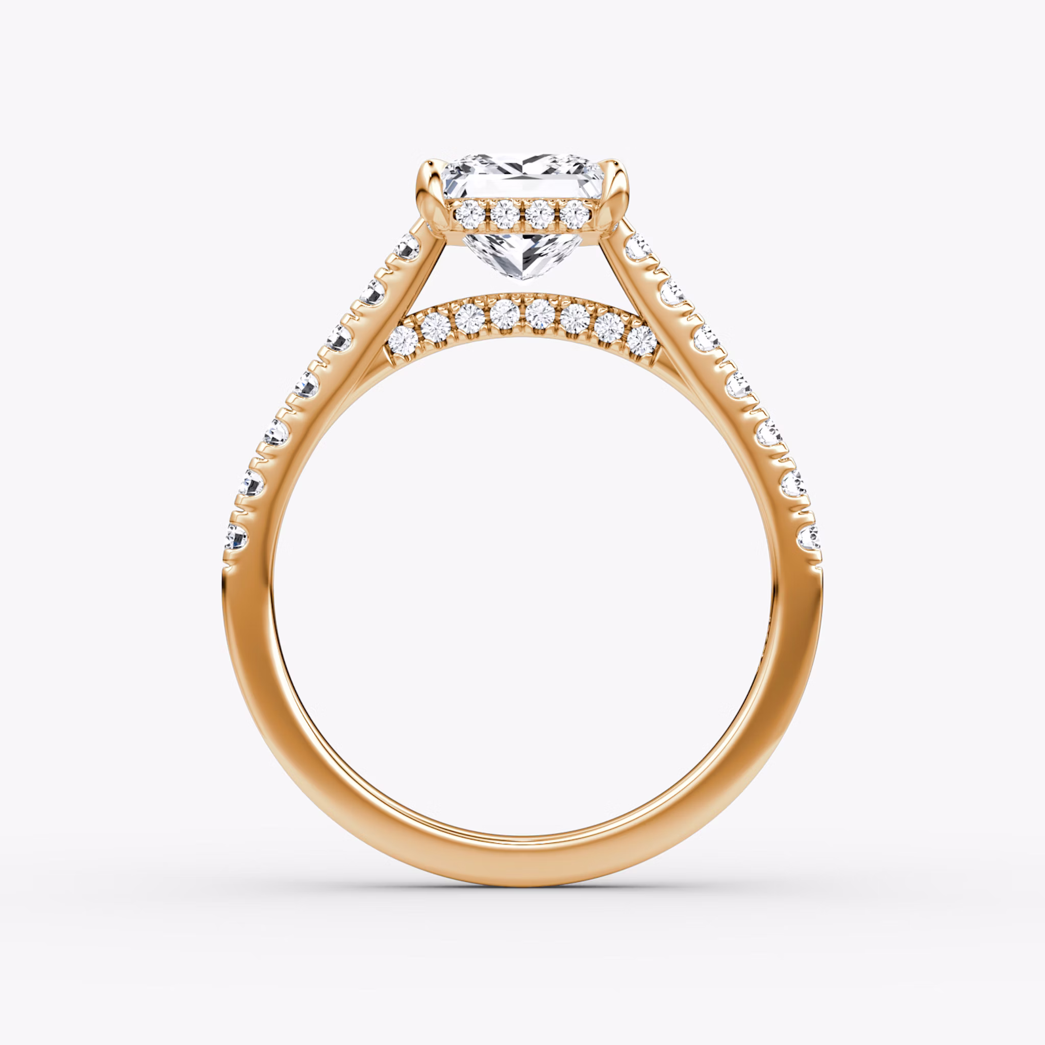 The Pavé Bridge | Princess | 14k | Rose Gold | bandAccent: Pavé | diamondOrientation: vertical | caratWeight: other