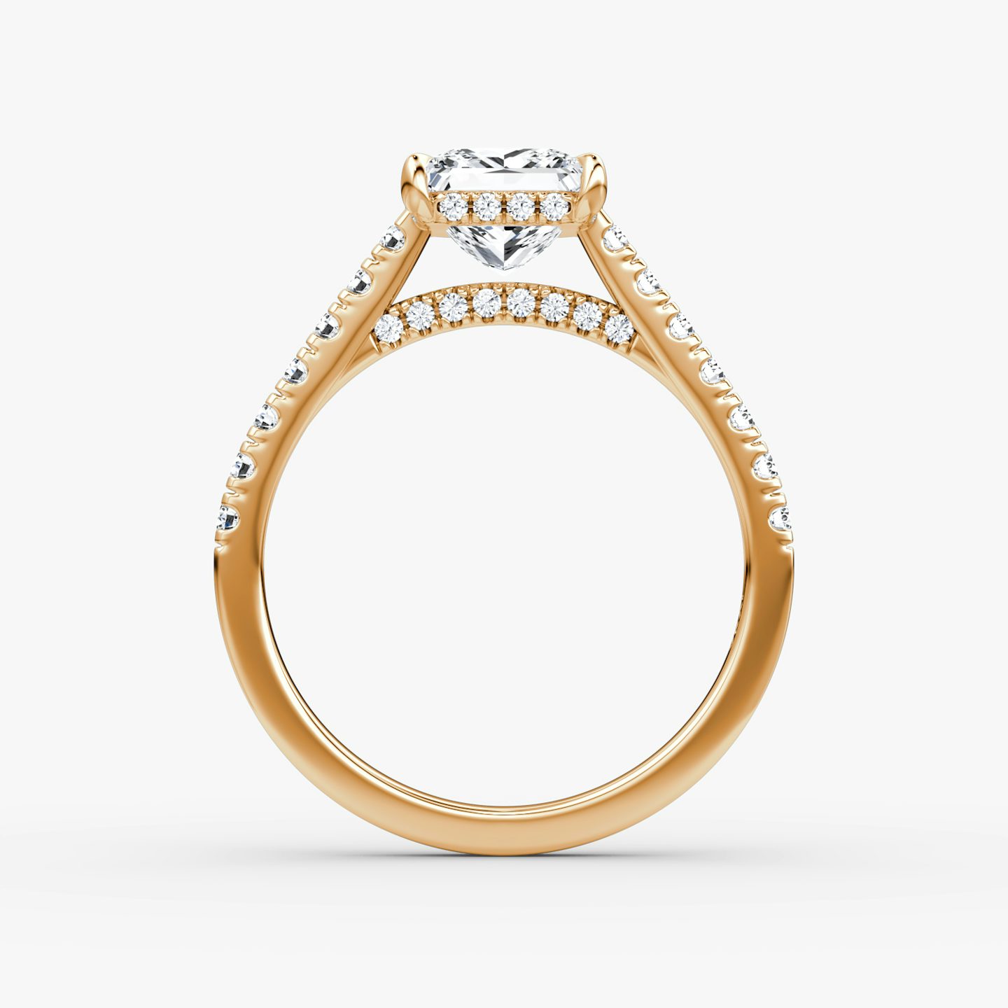 The Pavé Bridge | Princess | 14k | Rose Gold | bandAccent: Pavé | diamondOrientation: vertical | caratWeight: other