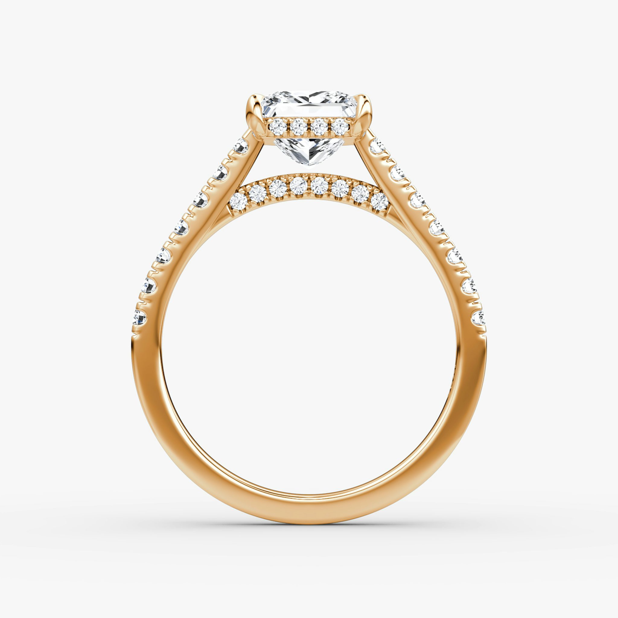 The Pavé Bridge | Princess | 14k | Rose Gold | bandAccent: Pavé | diamondOrientation: vertical | caratWeight: other