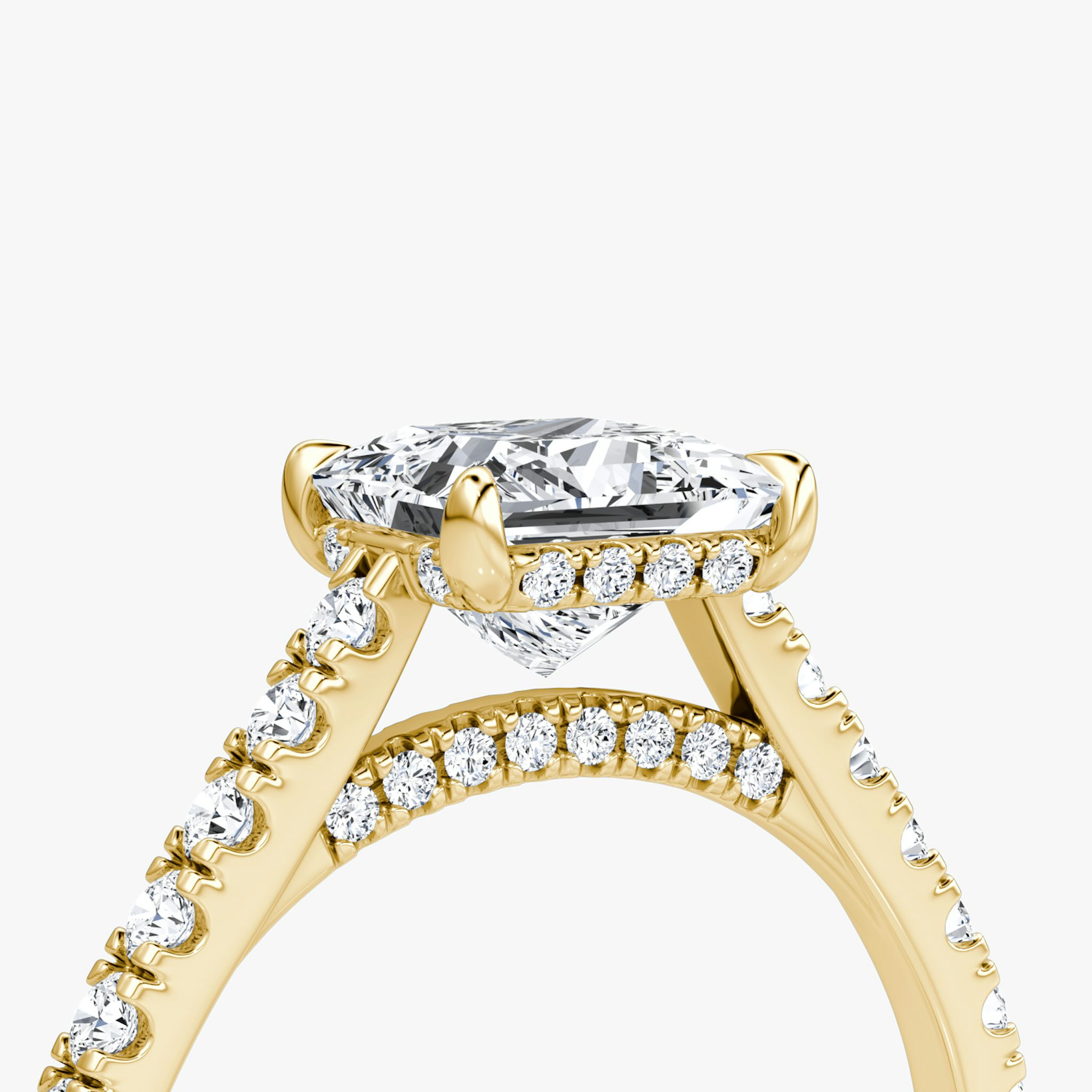 The Pavé Bridge | Princess | 18k | Yellow Gold | bandAccent: Pavé | diamondOrientation: vertical | caratWeight: other