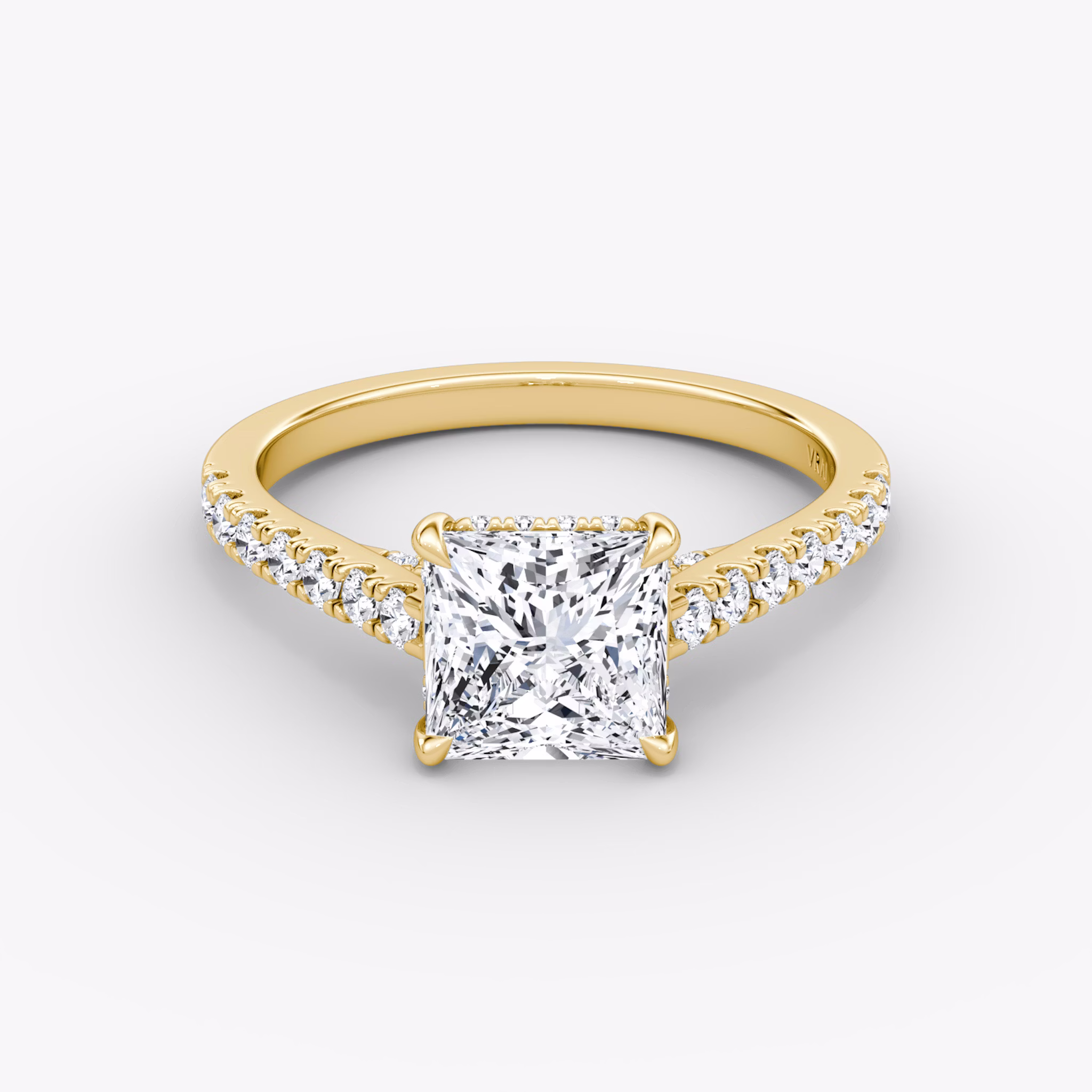 The Pavé Bridge | Princess | 18k | Yellow Gold | bandAccent: Pavé | diamondOrientation: vertical | caratWeight: other