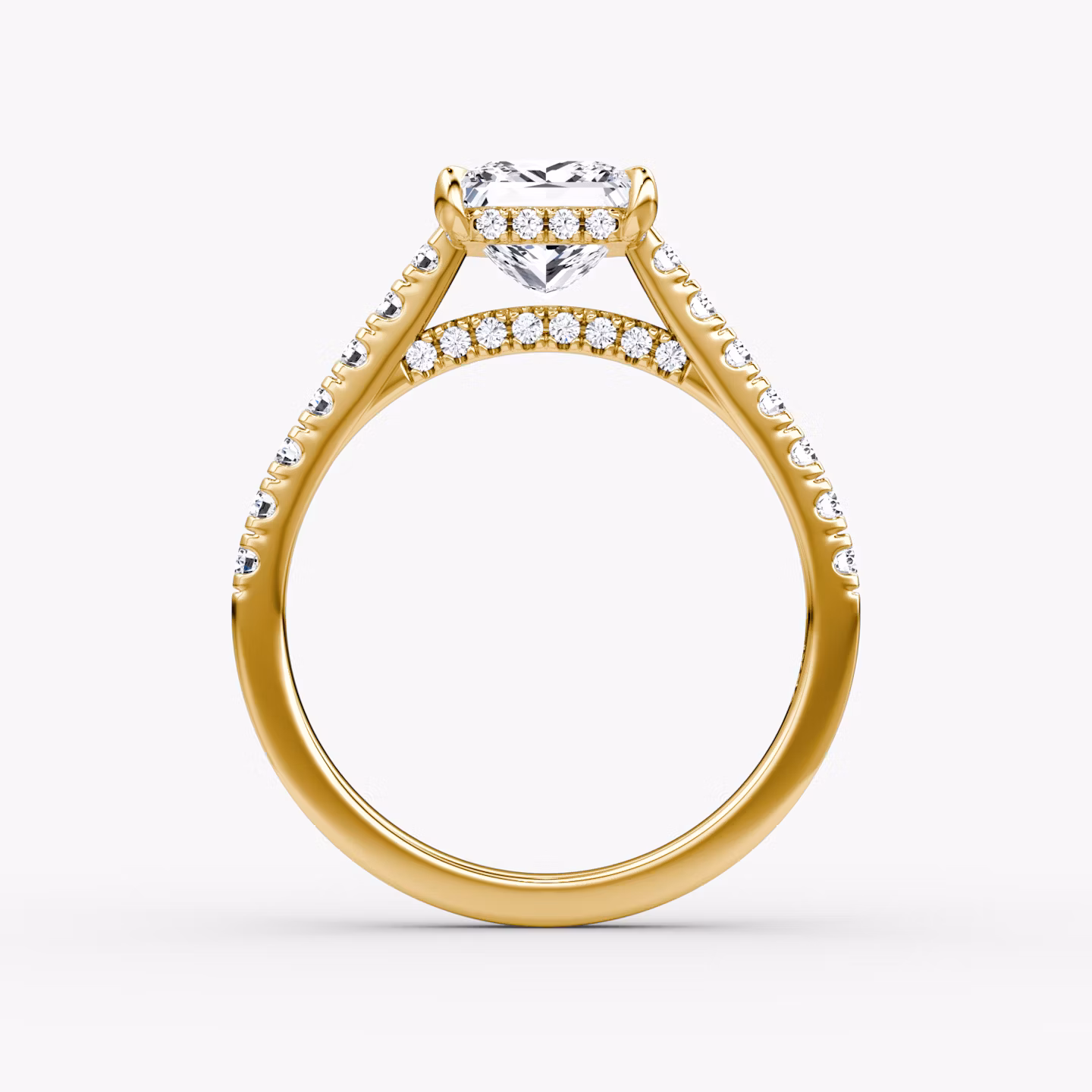 The Pavé Bridge | Princess | 18k | Yellow Gold | bandAccent: Pavé | diamondOrientation: vertical | caratWeight: other
