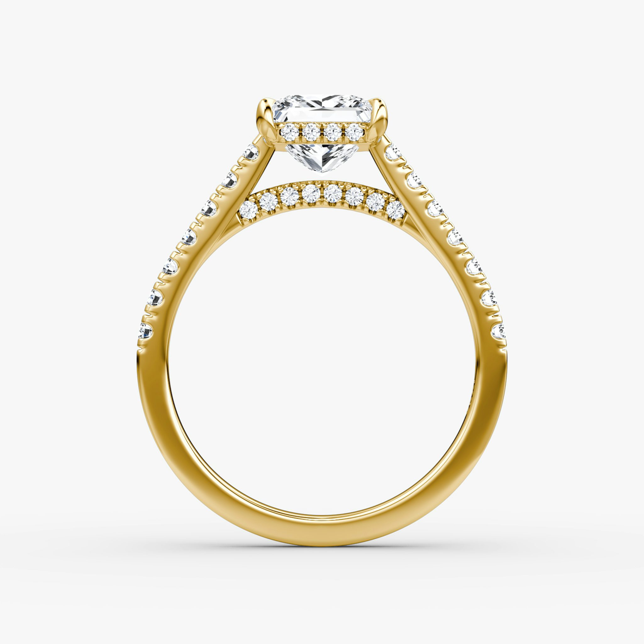The Pavé Bridge | Princess | 18k | Yellow Gold | bandAccent: Pavé | diamondOrientation: vertical | caratWeight: other