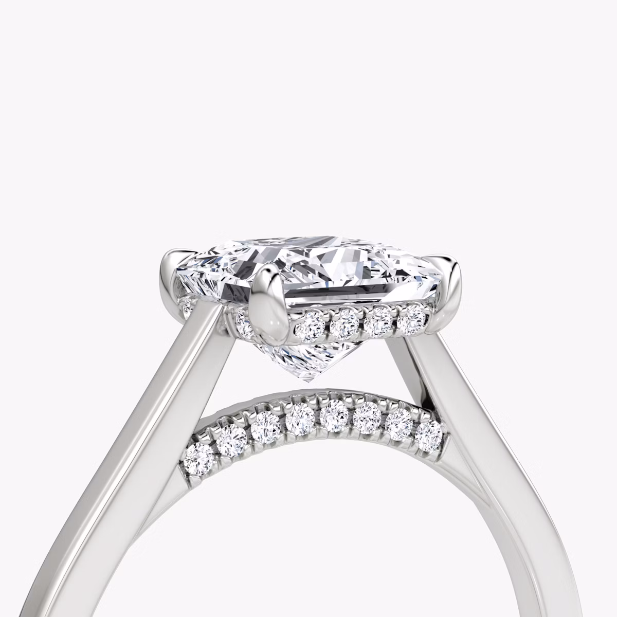 The Pavé Bridge | Princess | Platinum | bandAccent: Plain | diamondOrientation: vertical | caratWeight: other