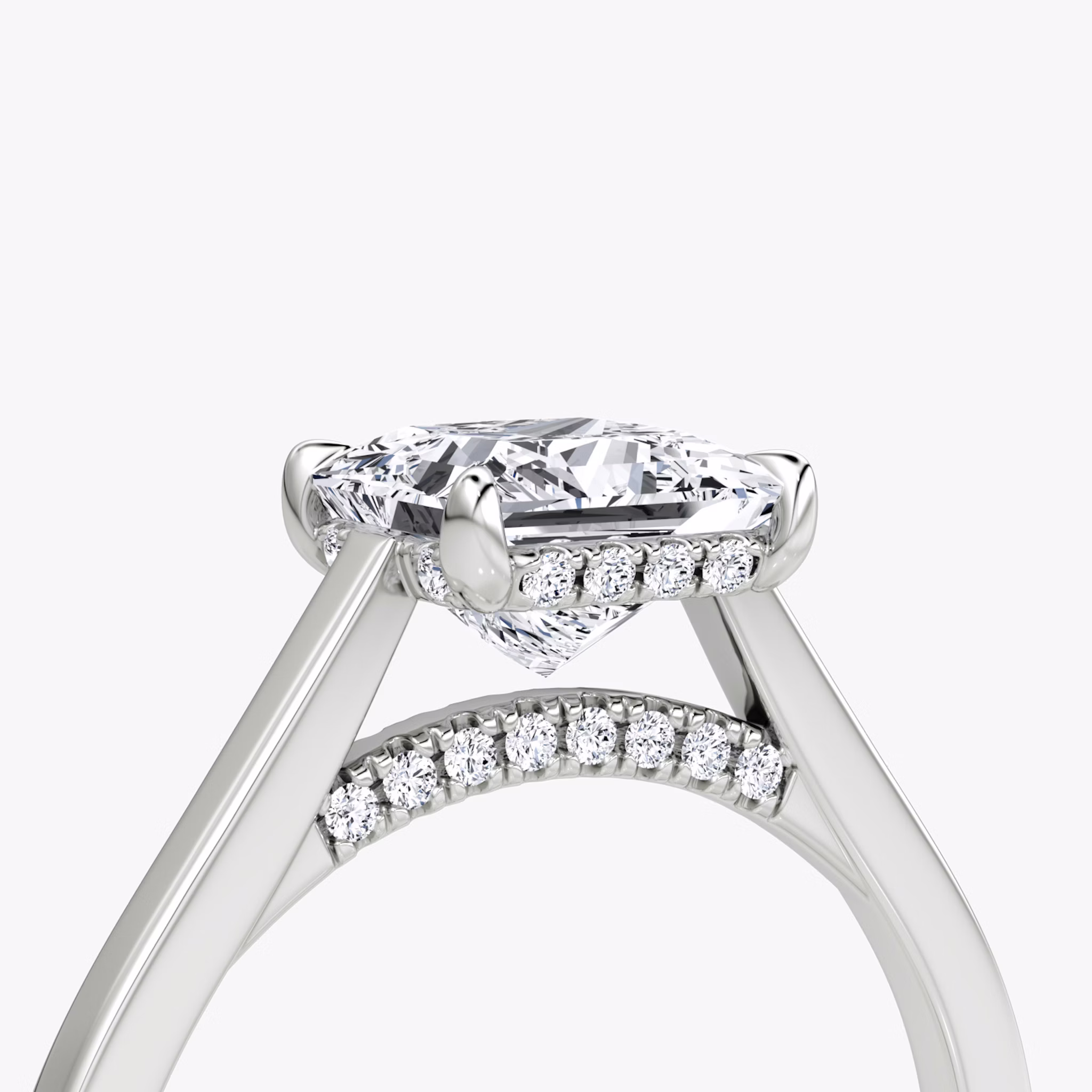 The Pavé Bridge | Princess | 18k | White Gold | bandAccent: Plain | diamondOrientation: vertical | caratWeight: other