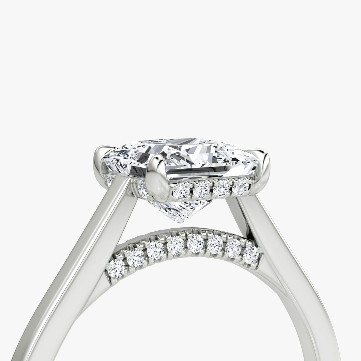 The Pavé Bridge | Princess | Platinum | bandAccent: Plain | diamondOrientation: vertical | caratWeight: other