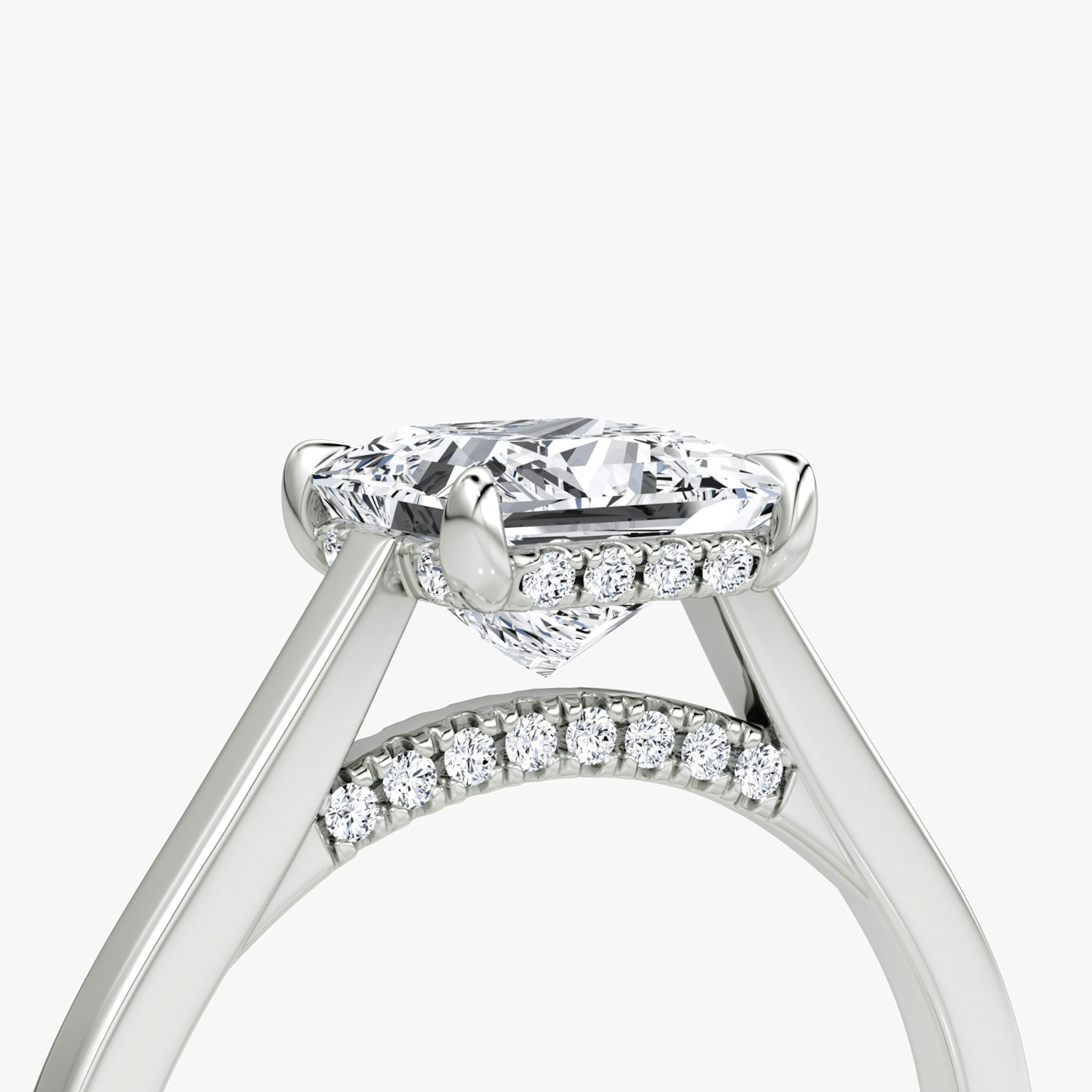 The Pavé Bridge | Princess | 18k | White Gold | bandAccent: Plain | diamondOrientation: vertical | caratWeight: other