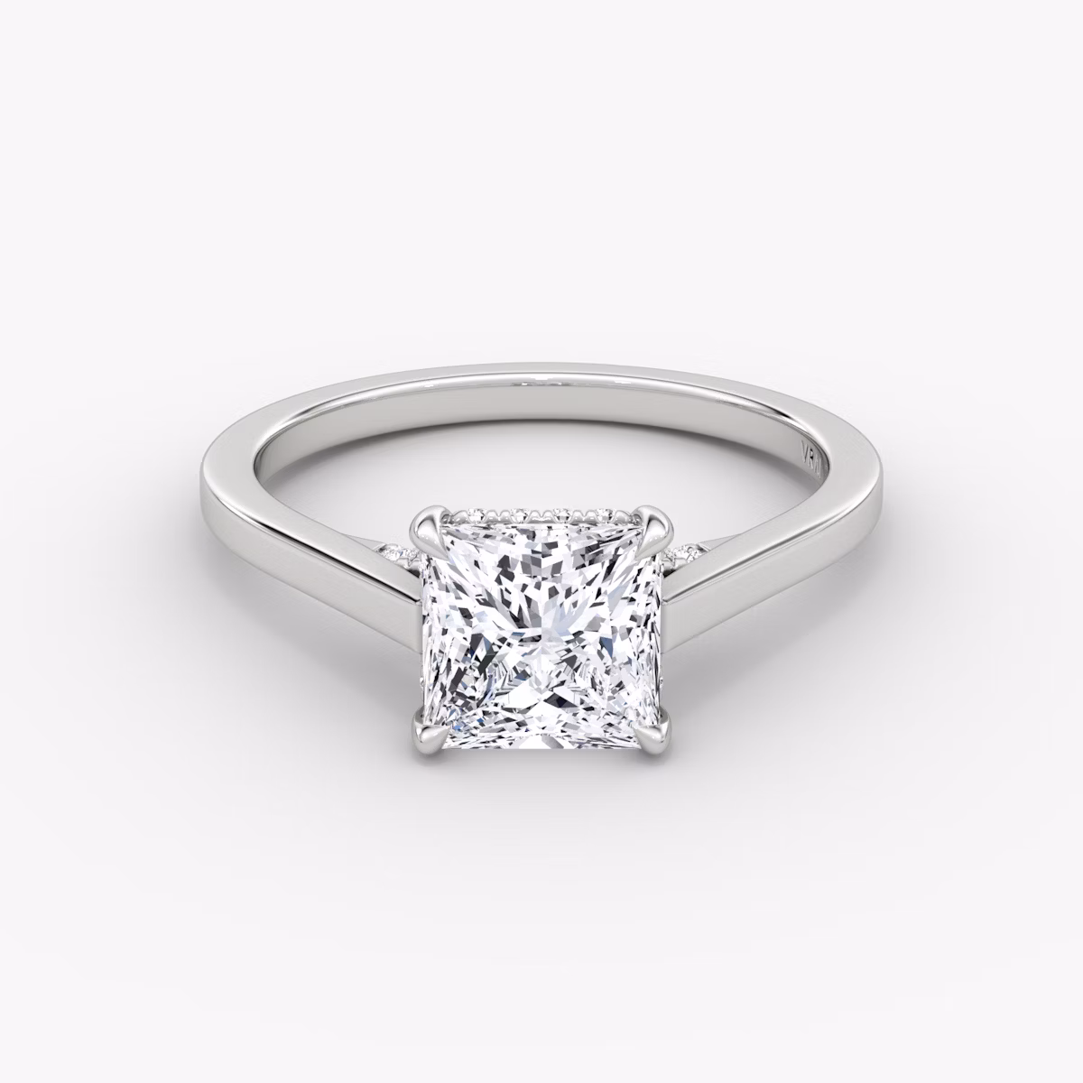 The Pavé Bridge | Princess | Platinum | bandAccent: Plain | diamondOrientation: vertical | caratWeight: other
