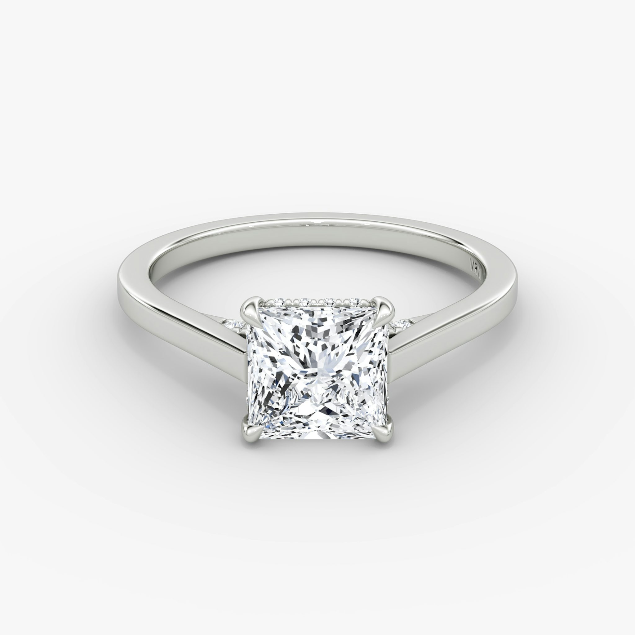 The Pavé Bridge | Princess | 18k | White Gold | bandAccent: Plain | diamondOrientation: vertical | caratWeight: other
