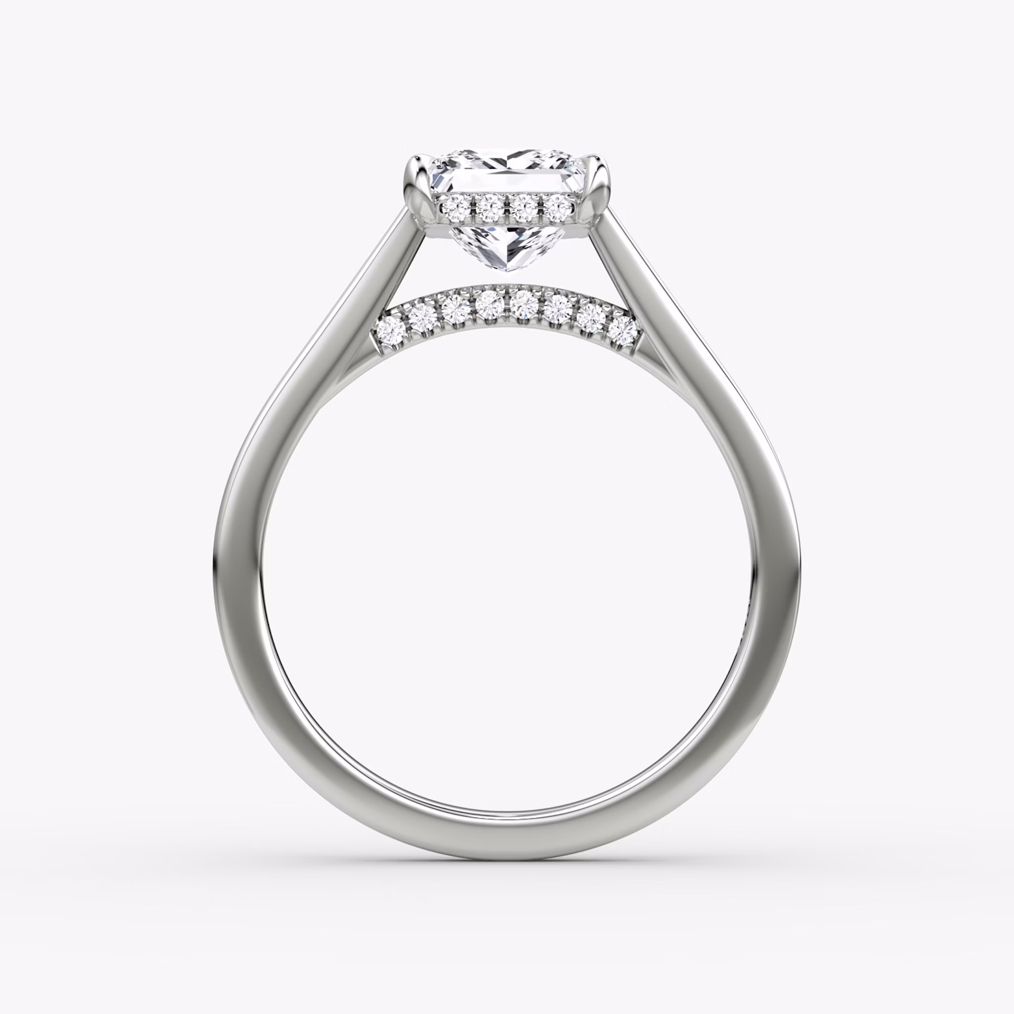 The Pavé Bridge | Princess | 18k | White Gold | bandAccent: Plain | diamondOrientation: vertical | caratWeight: other