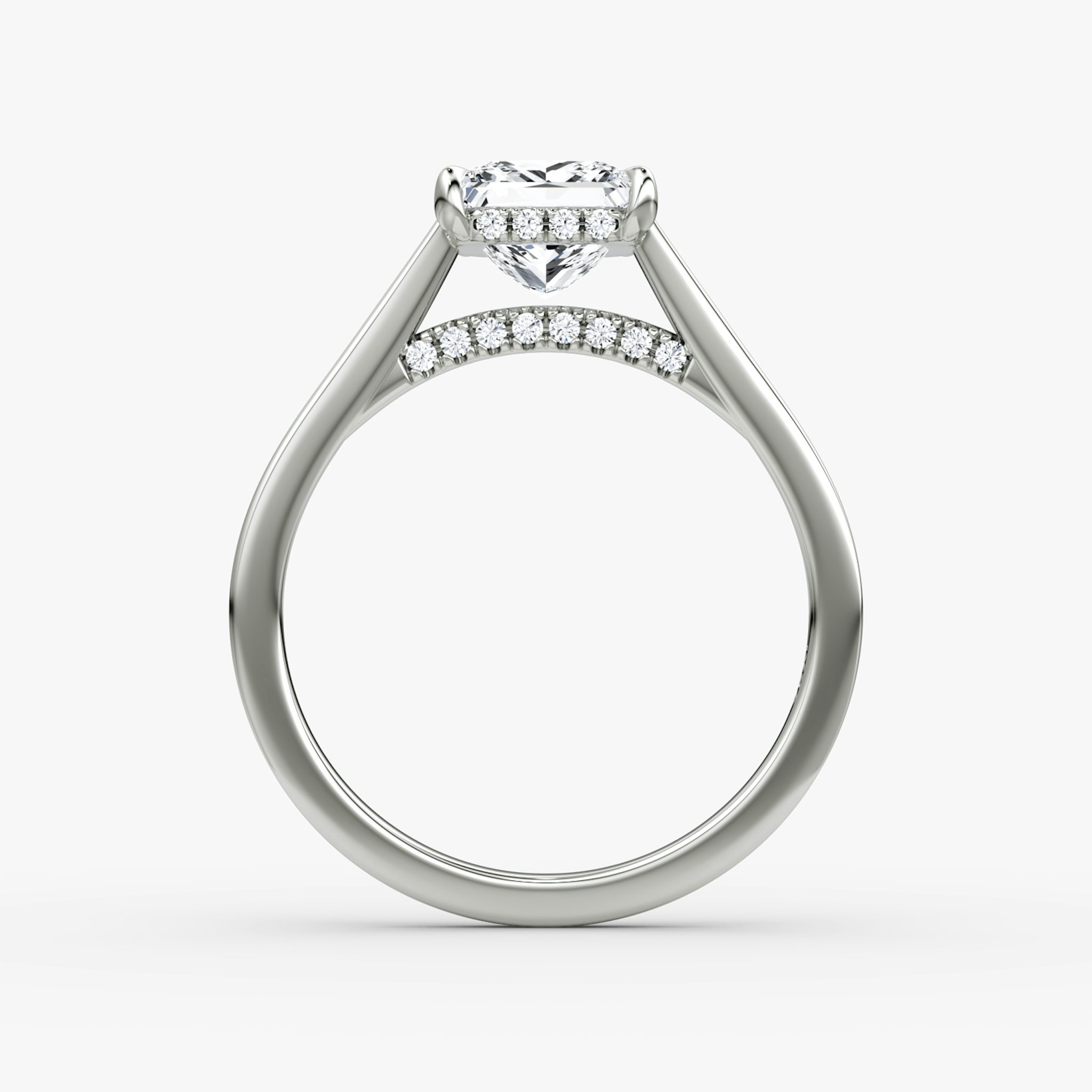 The Pavé Bridge | Princess | 18k | White Gold | bandAccent: Plain | diamondOrientation: vertical | caratWeight: other