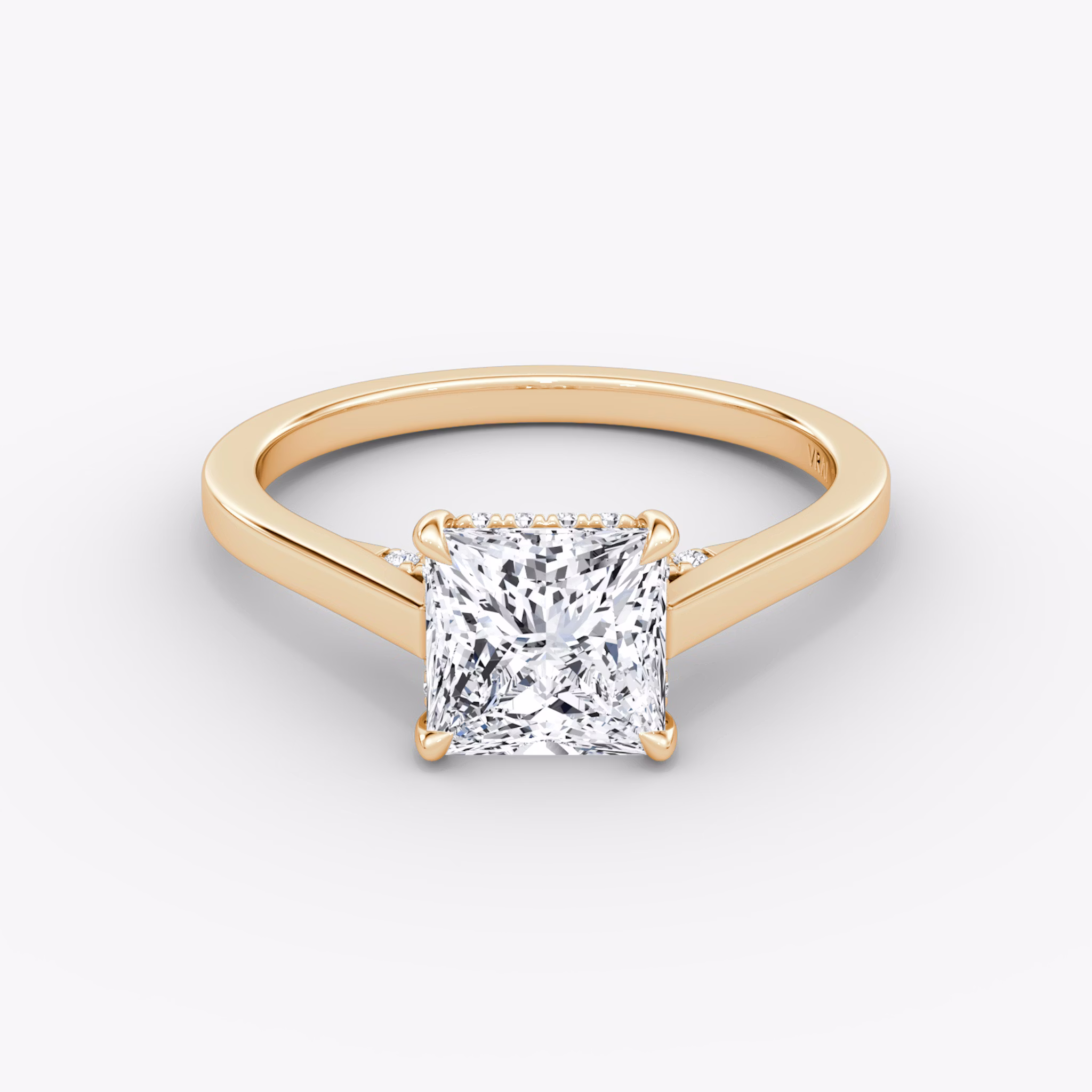 The Pavé Bridge | Princess | 14k | Rose Gold | bandAccent: Plain | diamondOrientation: vertical | caratWeight: other
