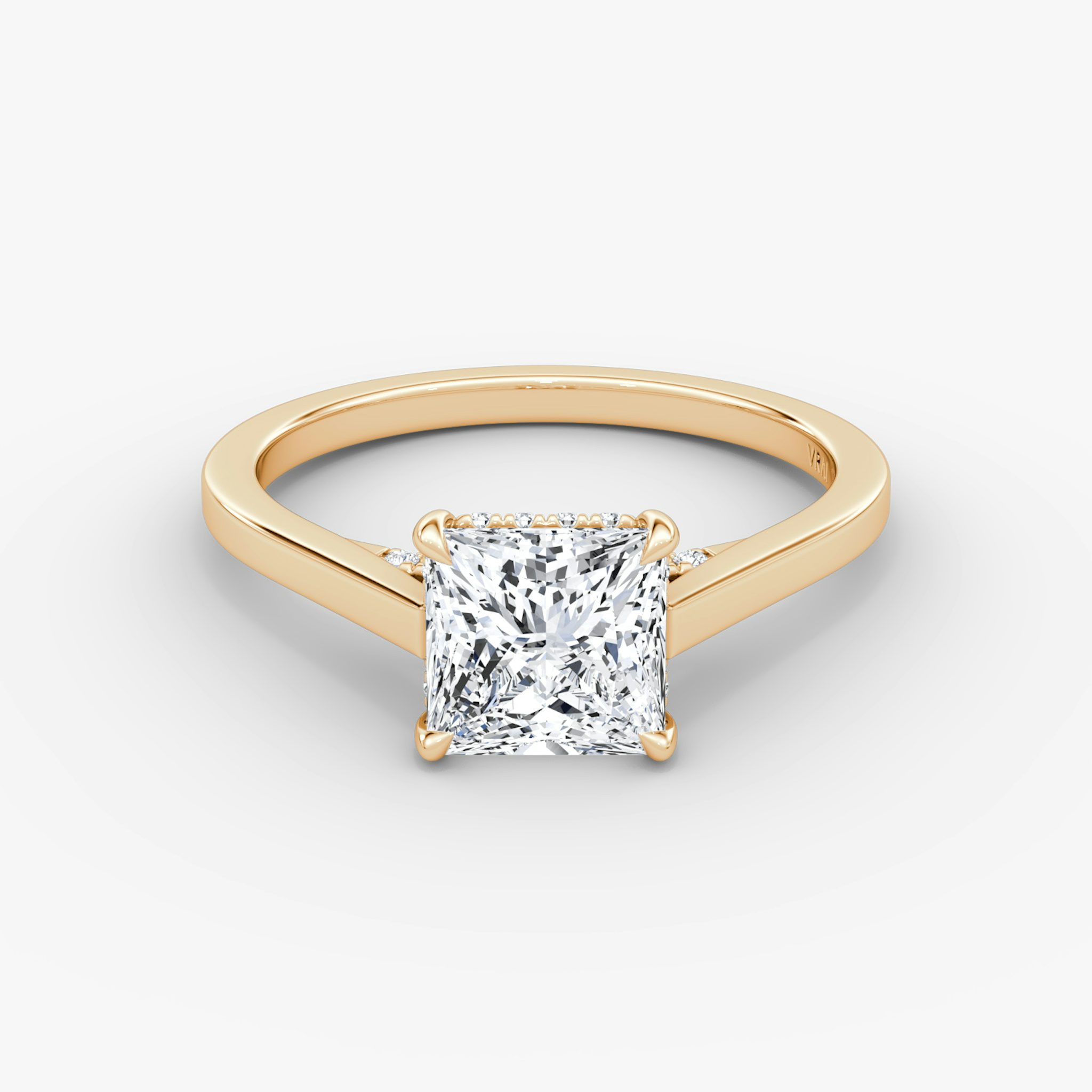 The Pavé Bridge | Princess | 14k | Rose Gold | bandAccent: Plain | diamondOrientation: vertical | caratWeight: other
