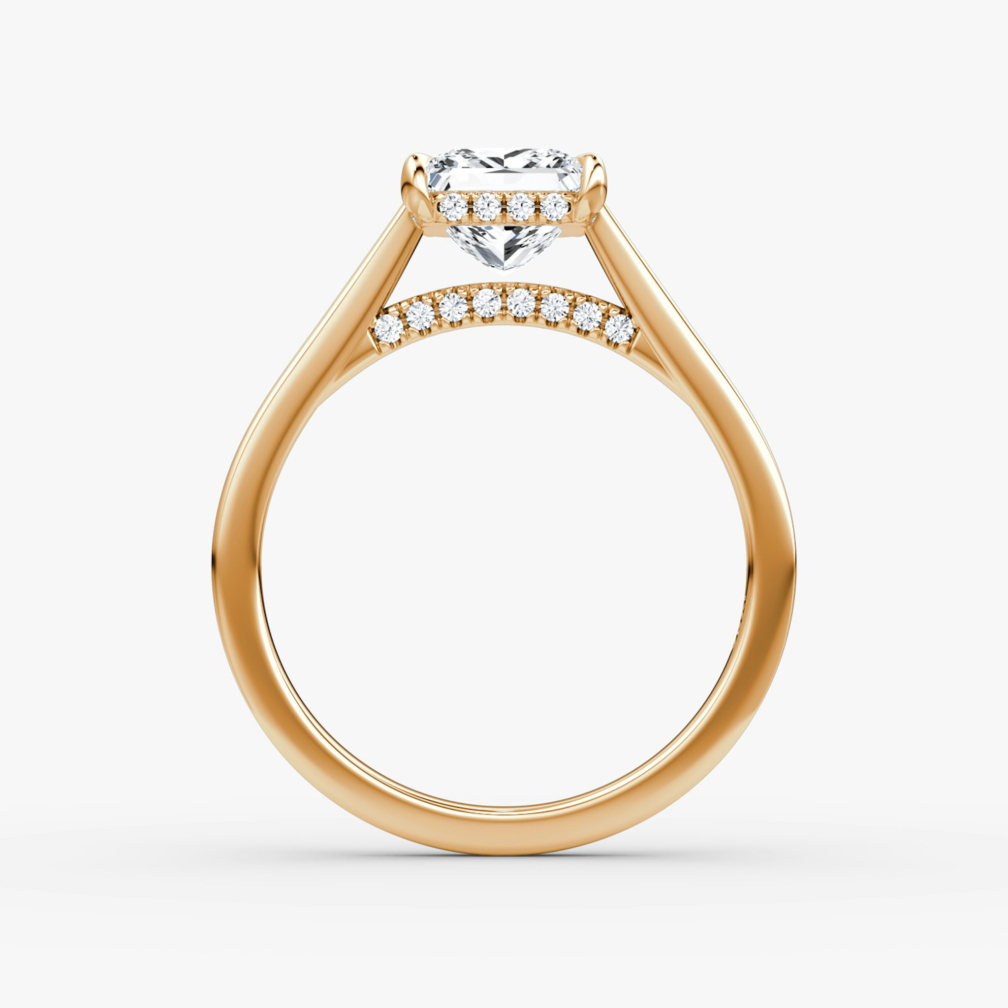 The Pavé Bridge | Princess | 14k | Rose Gold | bandAccent: Plain | diamondOrientation: vertical | caratWeight: other