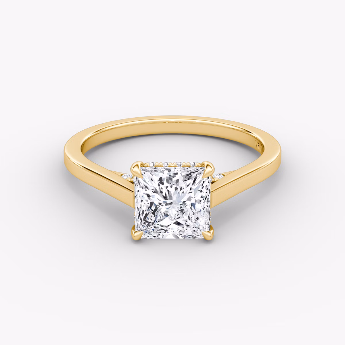 The Pavé Bridge | Princess | 18k | Yellow Gold | bandAccent: Plain | diamondOrientation: vertical | caratWeight: other