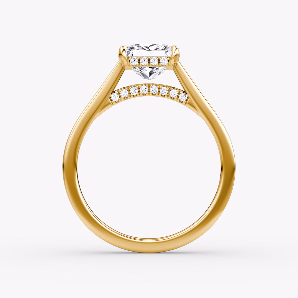 The Pavé Bridge | Princess | 18k | Yellow Gold | bandAccent: Plain | diamondOrientation: vertical | caratWeight: other