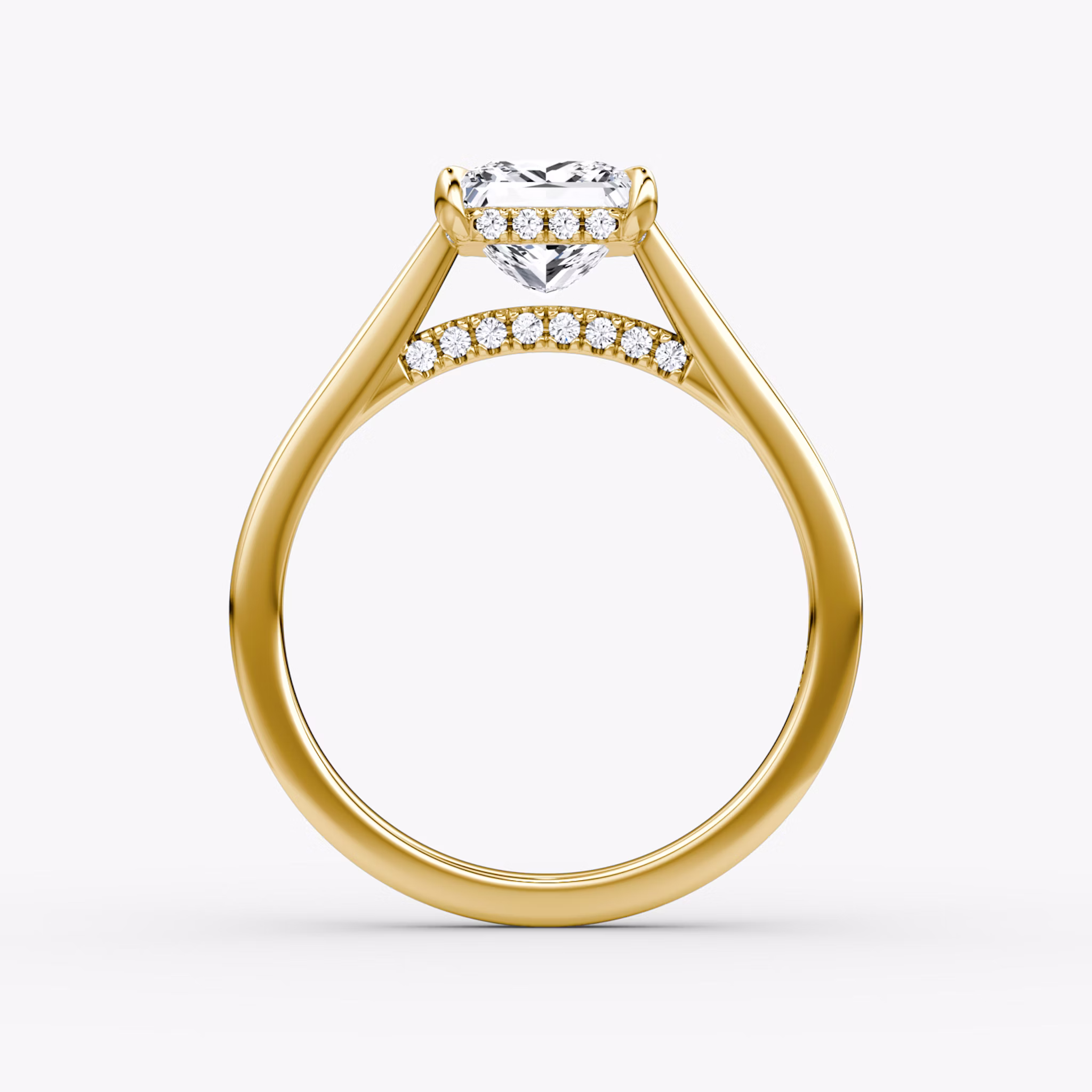 The Pavé Bridge | Princess | 18k | Yellow Gold | bandAccent: Plain | diamondOrientation: vertical | caratWeight: other