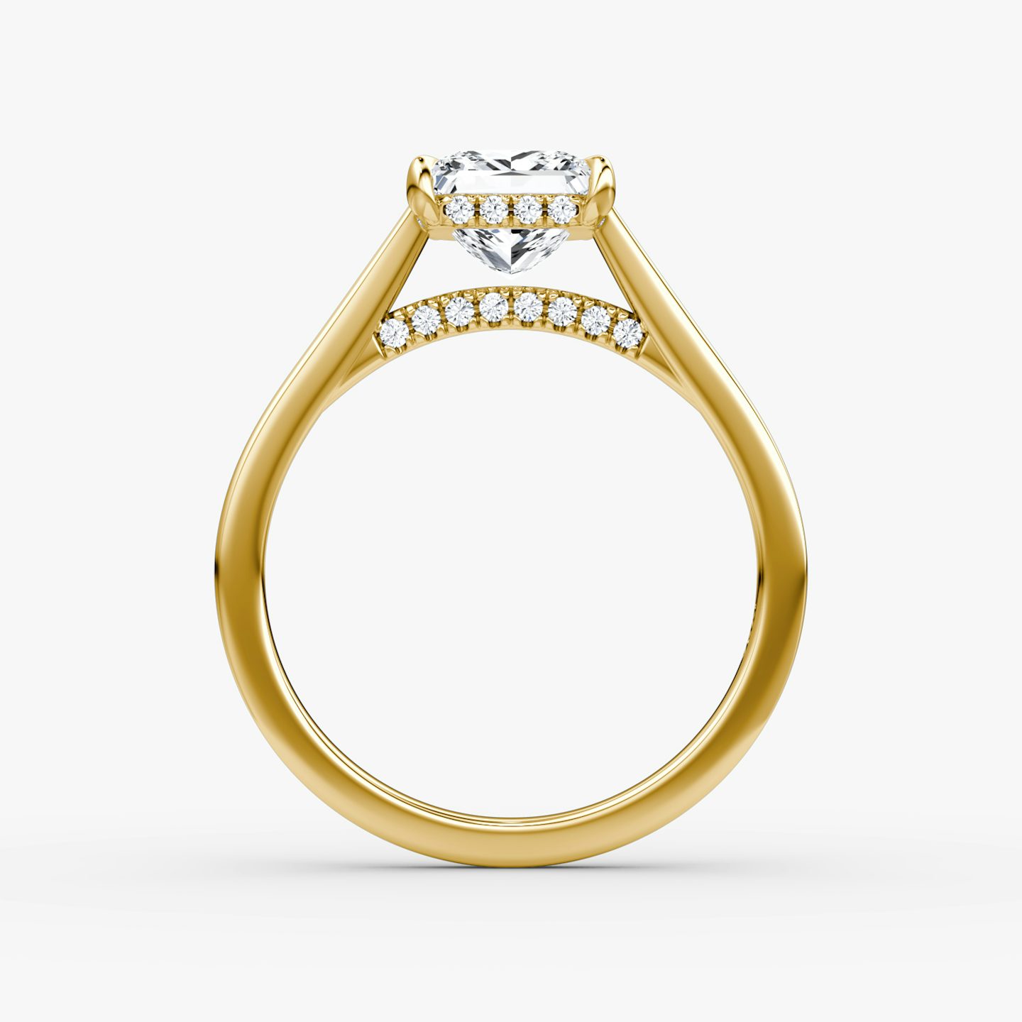 Anillo de compromiso Pavé Bridge | Princesa | 18k | Oro amarillo | bandAccent: Simple | diamondOrientation: vertical | caratWeight: other
