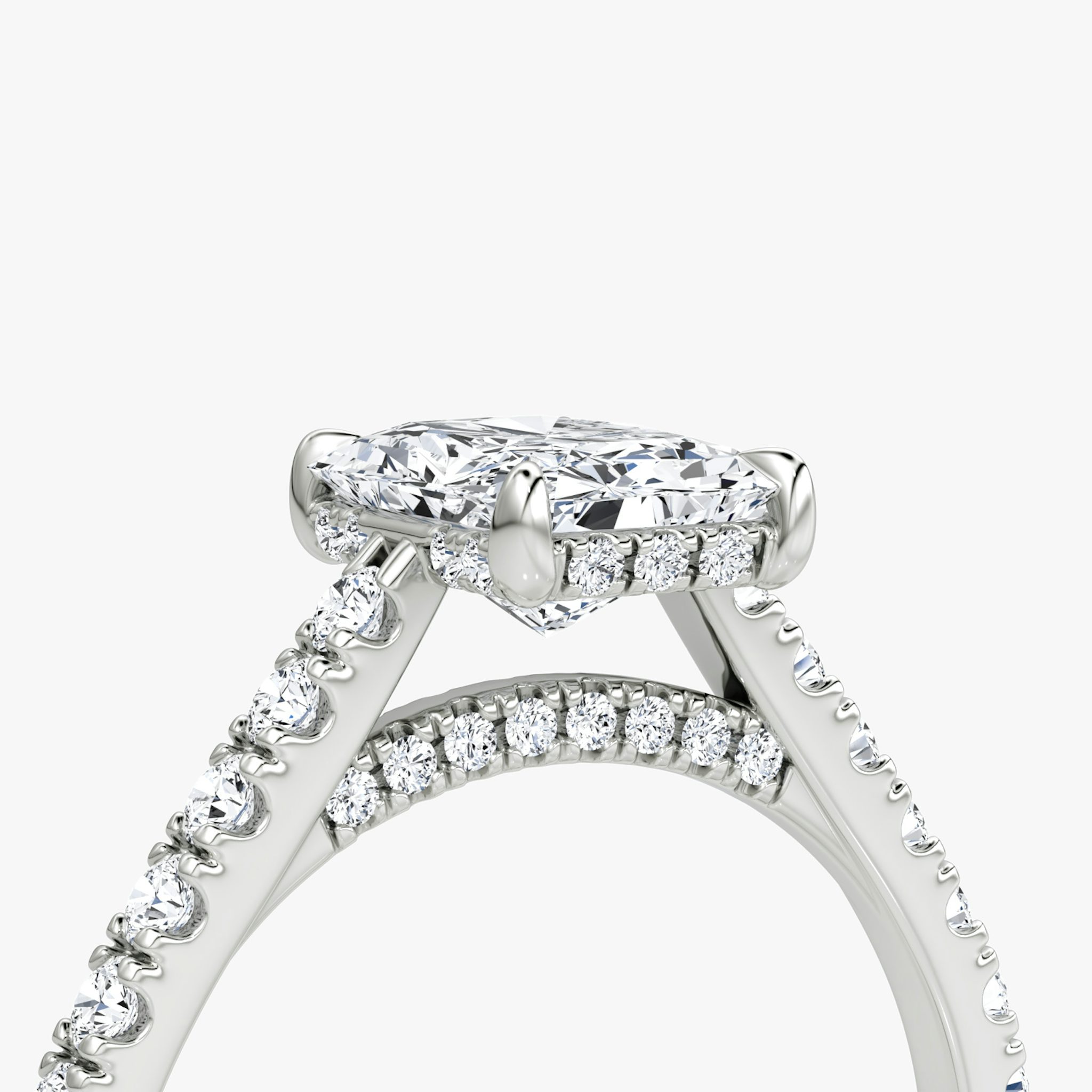 The Pavé Bridge | Radiant | 18k | White Gold | bandAccent: Pavé | diamondOrientation: vertical | caratWeight: other