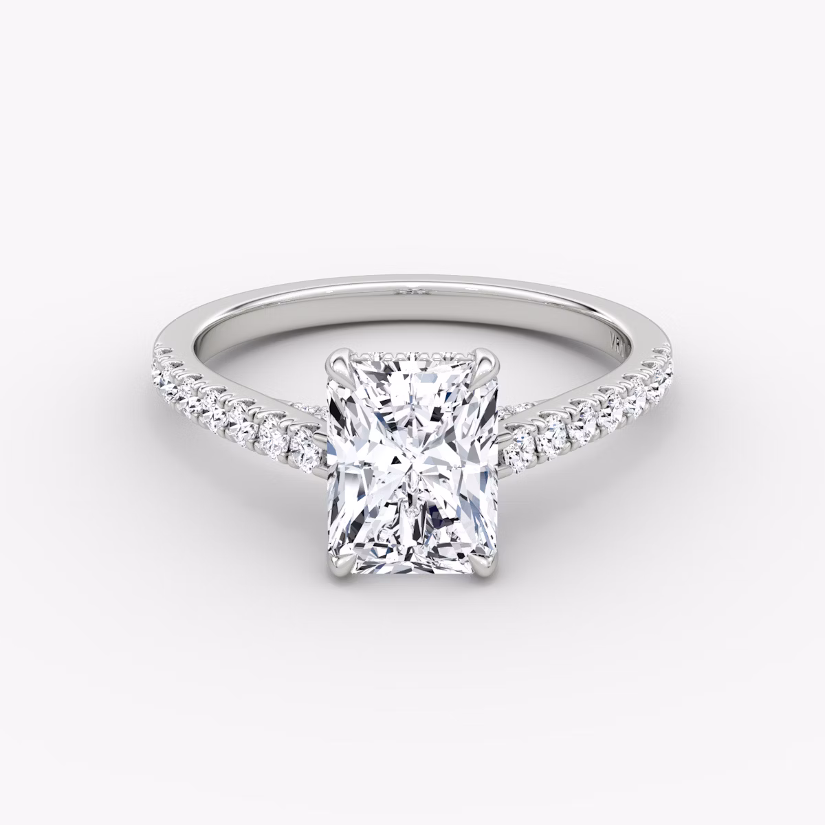 The Pavé Bridge | Radiant | Platinum | bandAccent: Pavé | diamondOrientation: vertical | caratWeight: other
