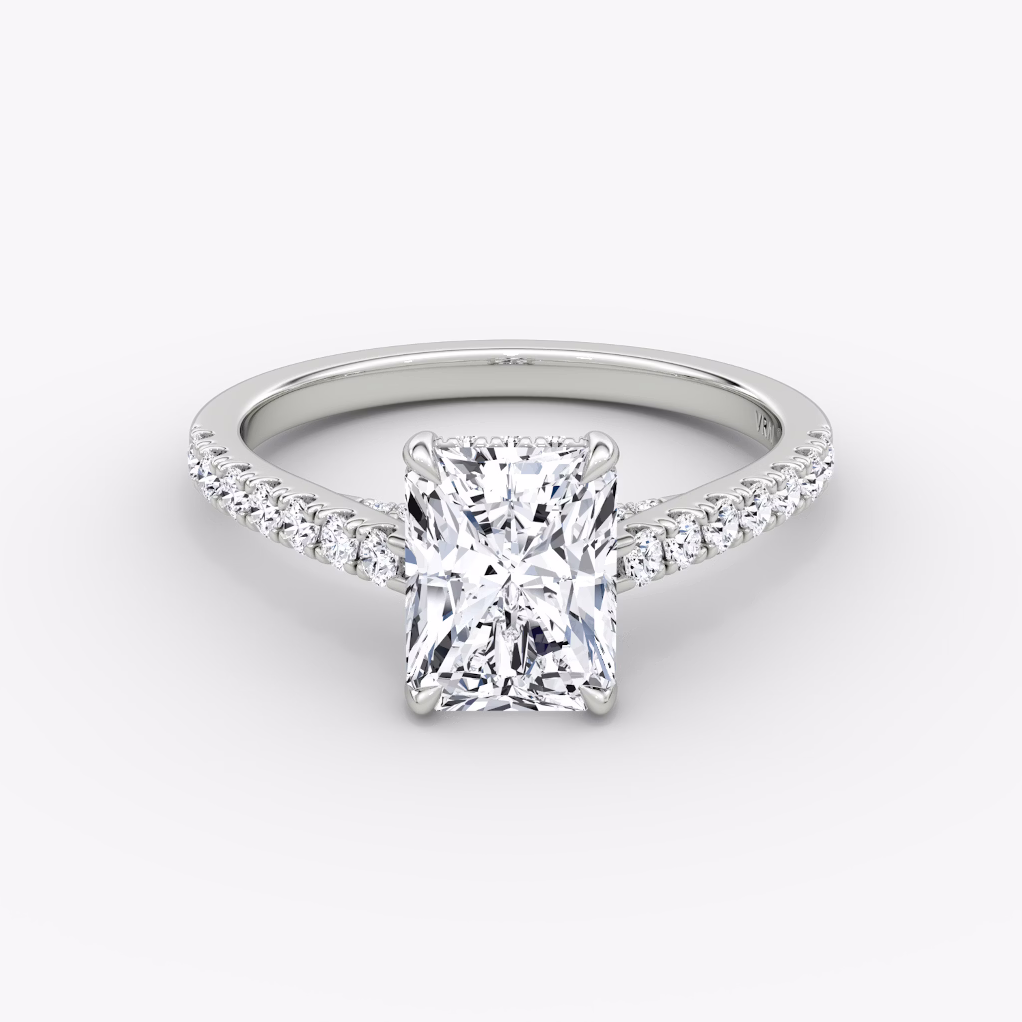 The Pavé Bridge | Radiant | 18k | White Gold | bandAccent: Pavé | diamondOrientation: vertical | caratWeight: other