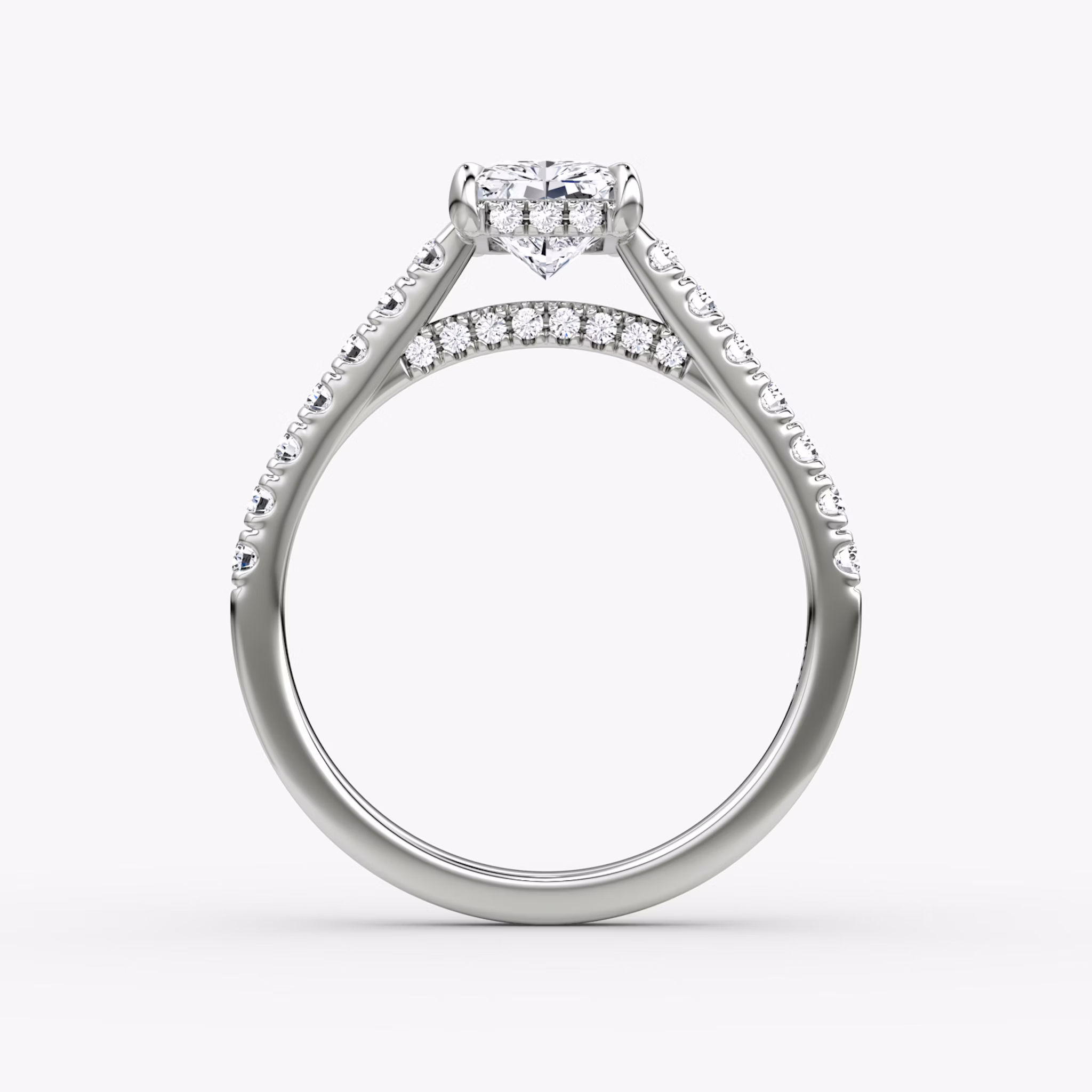 The Pavé Bridge | Radiant | 18k | White Gold | bandAccent: Pavé | diamondOrientation: vertical | caratWeight: other