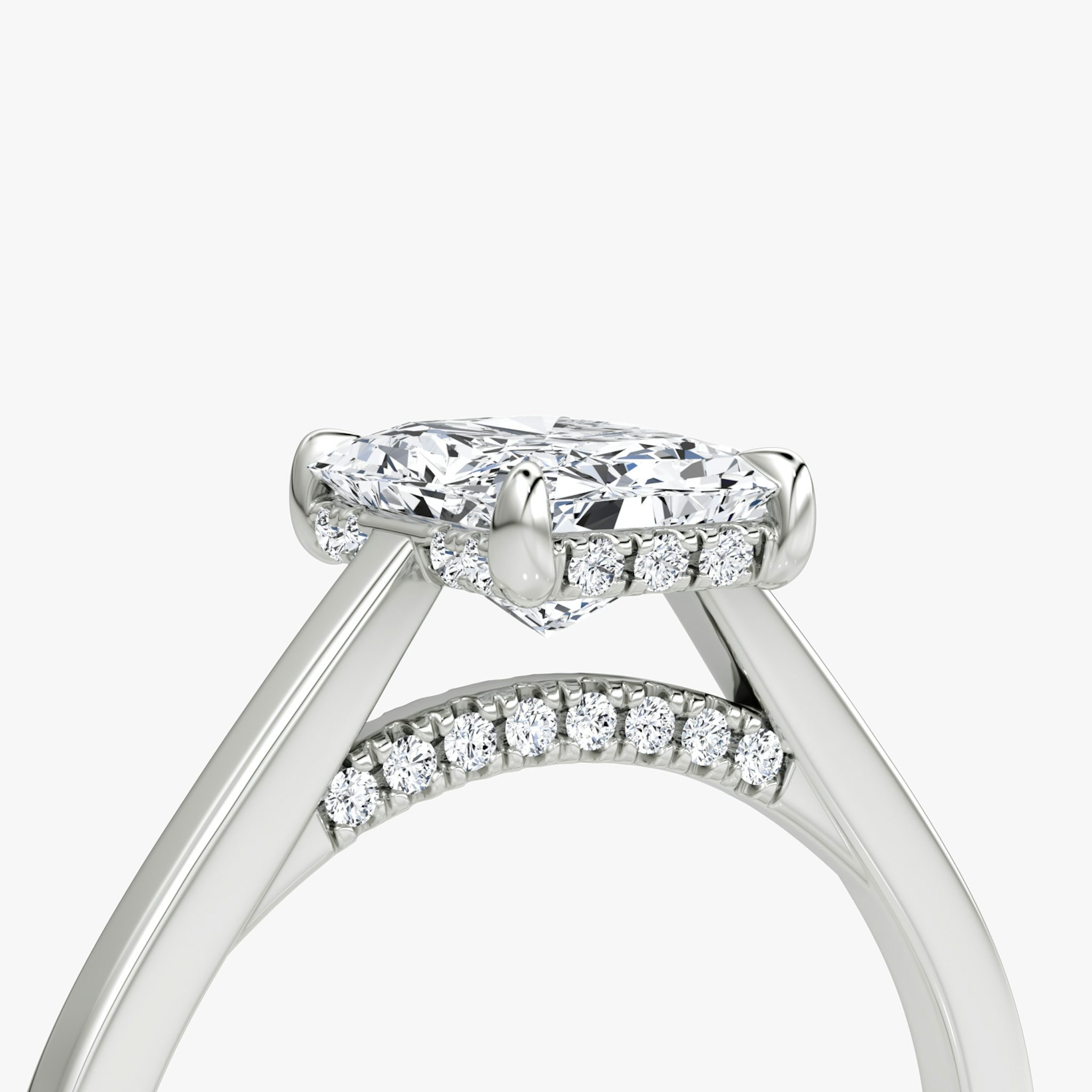 The Pavé Bridge | Radiant | Platinum | bandAccent: Plain | diamondOrientation: vertical | caratWeight: other