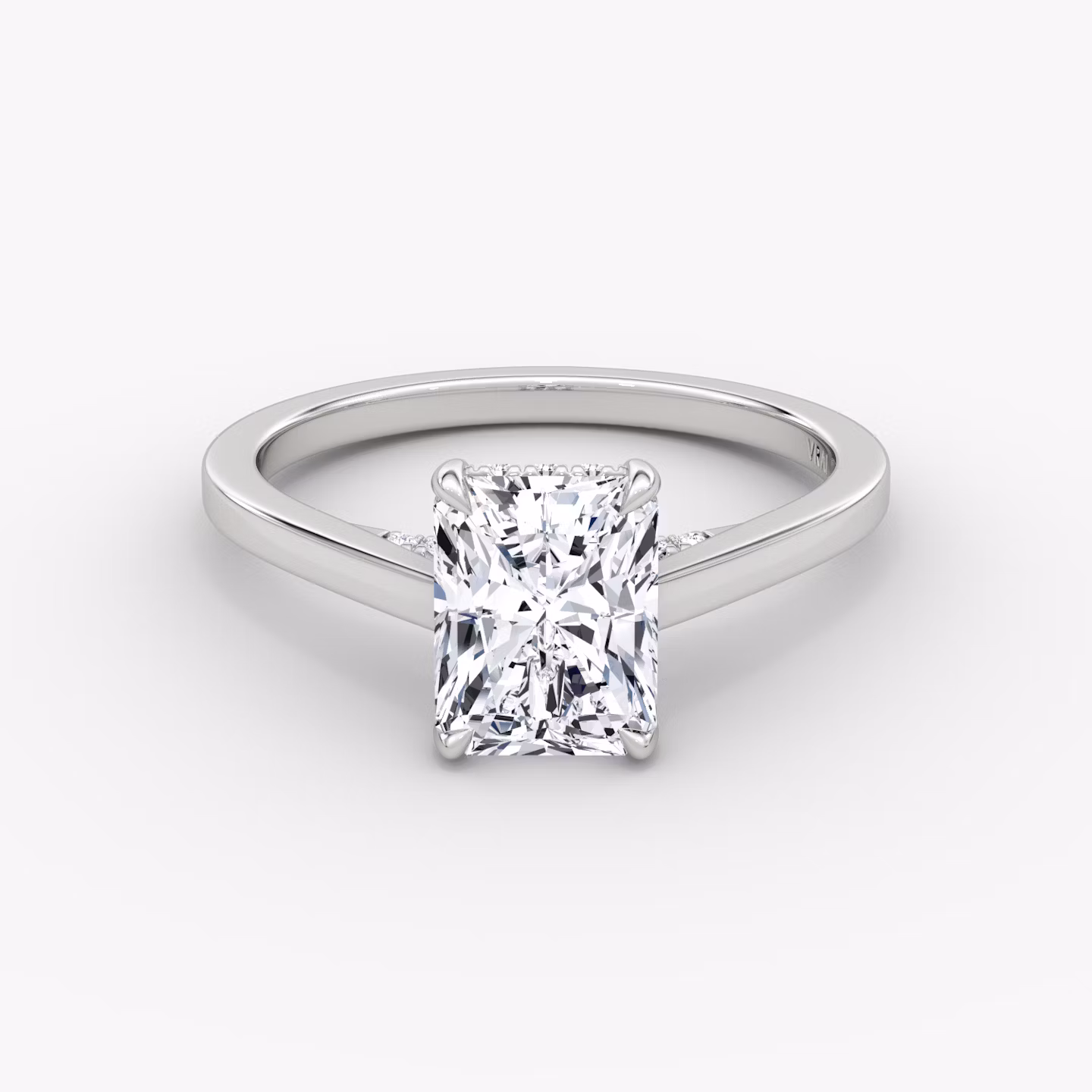 The Pavé Bridge | Radiant | 18k | White Gold | bandAccent: Plain | diamondOrientation: vertical | caratWeight: other