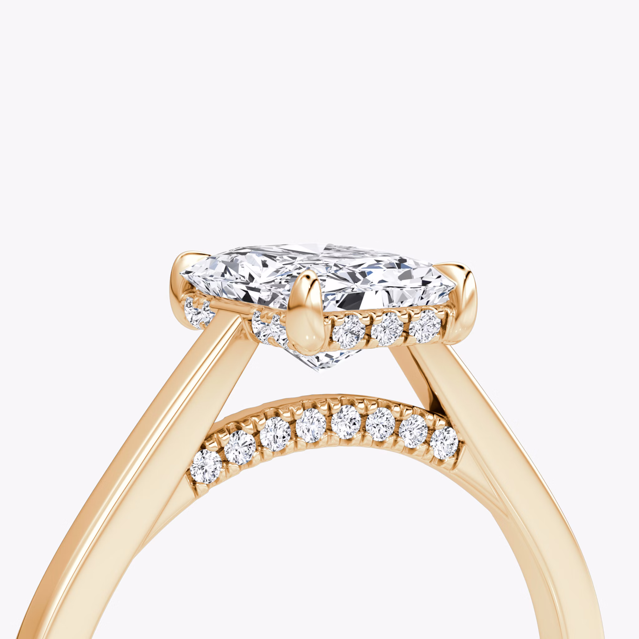 The Pavé Bridge | Radiant | 14k | Rose Gold | bandAccent: Plain | diamondOrientation: vertical | caratWeight: other